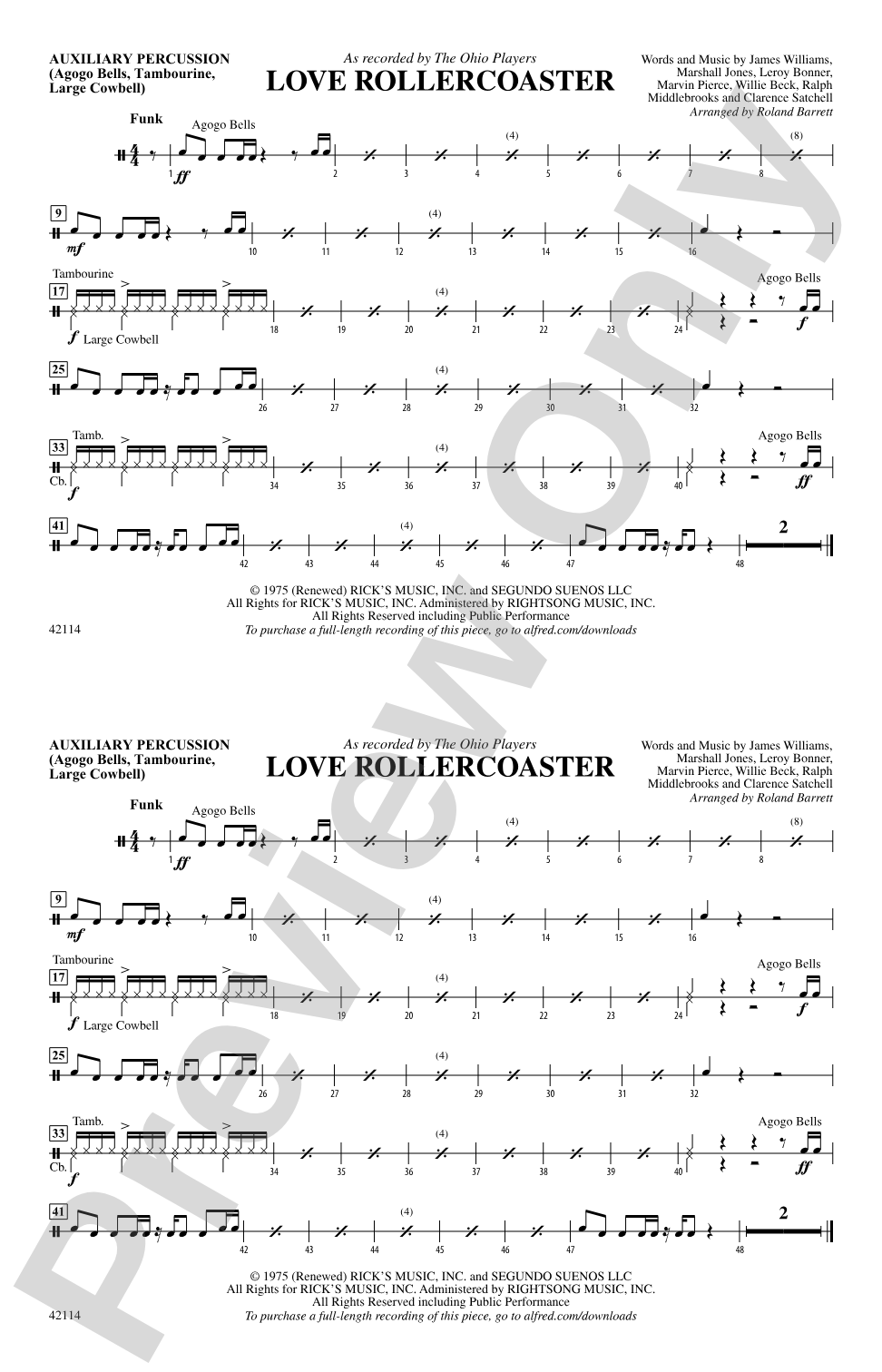 Love Rollercoaster: Auxiliary Percussion