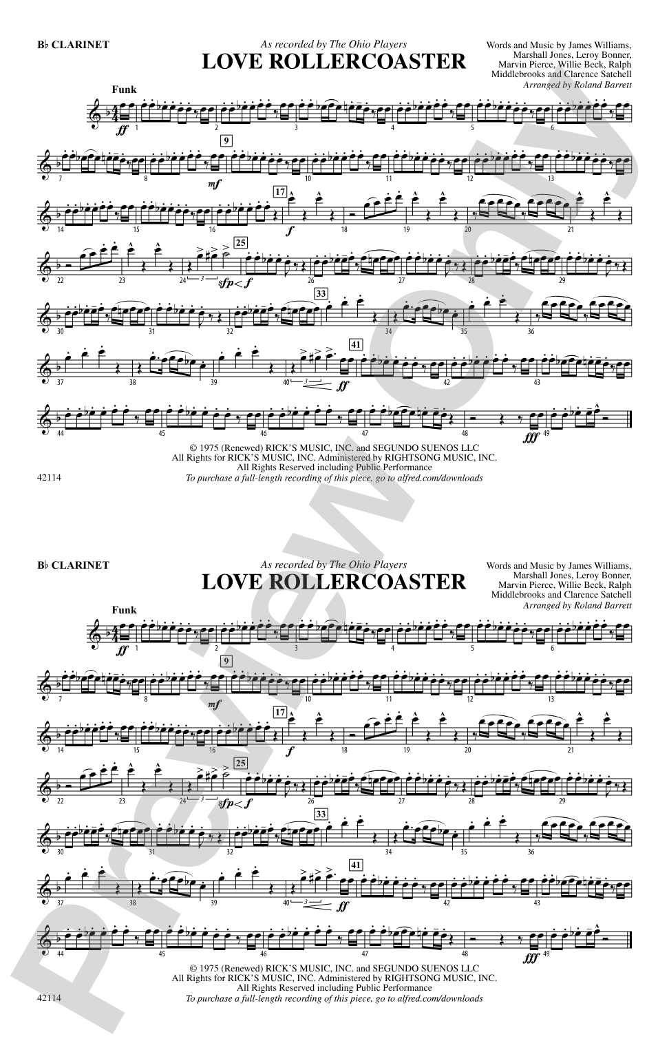 Love Rollercoaster: 1st B-flat Clarinet