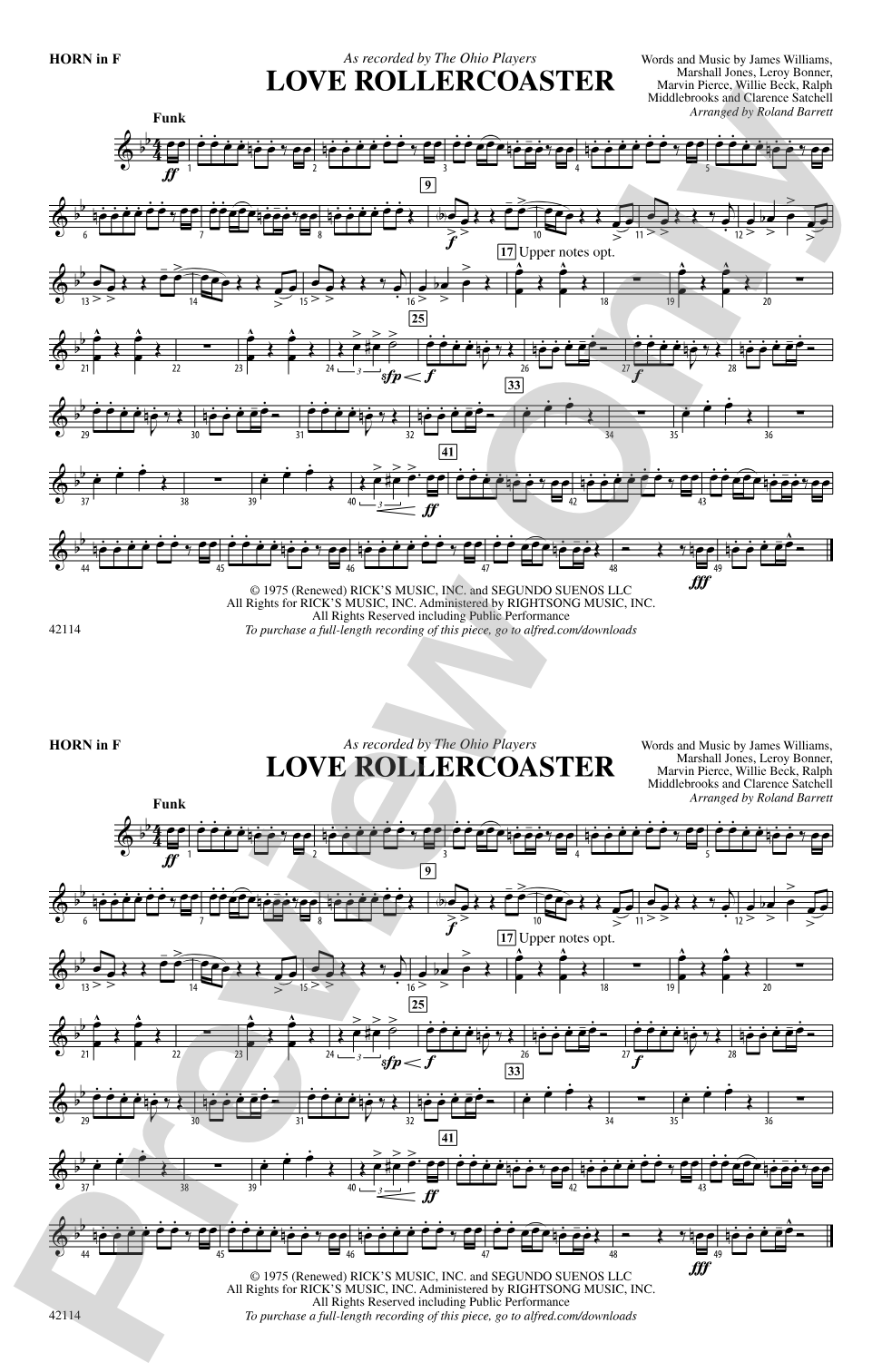 Love Rollercoaster: 1st F Horn