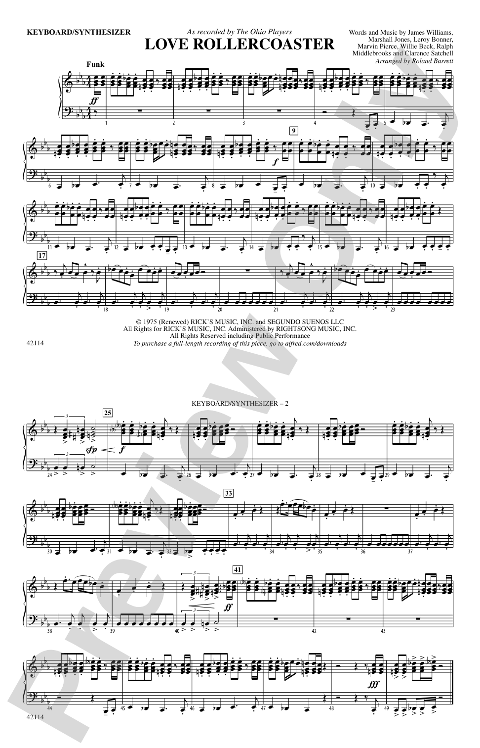 Love Rollercoaster: Piano Accompaniment