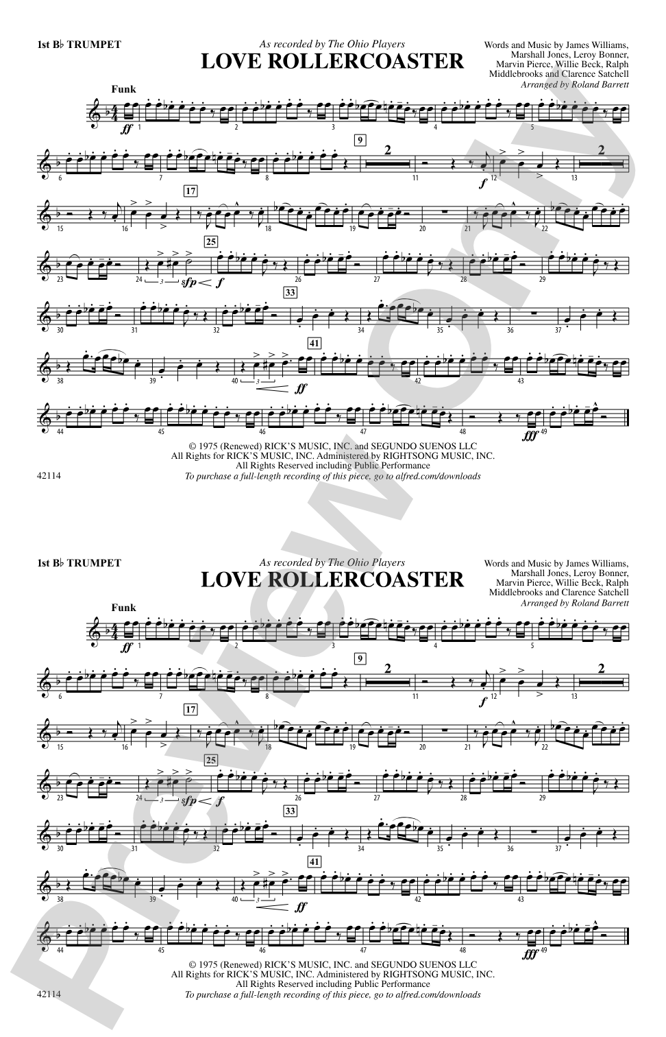 Love Rollercoaster: 1st B-flat Trumpet