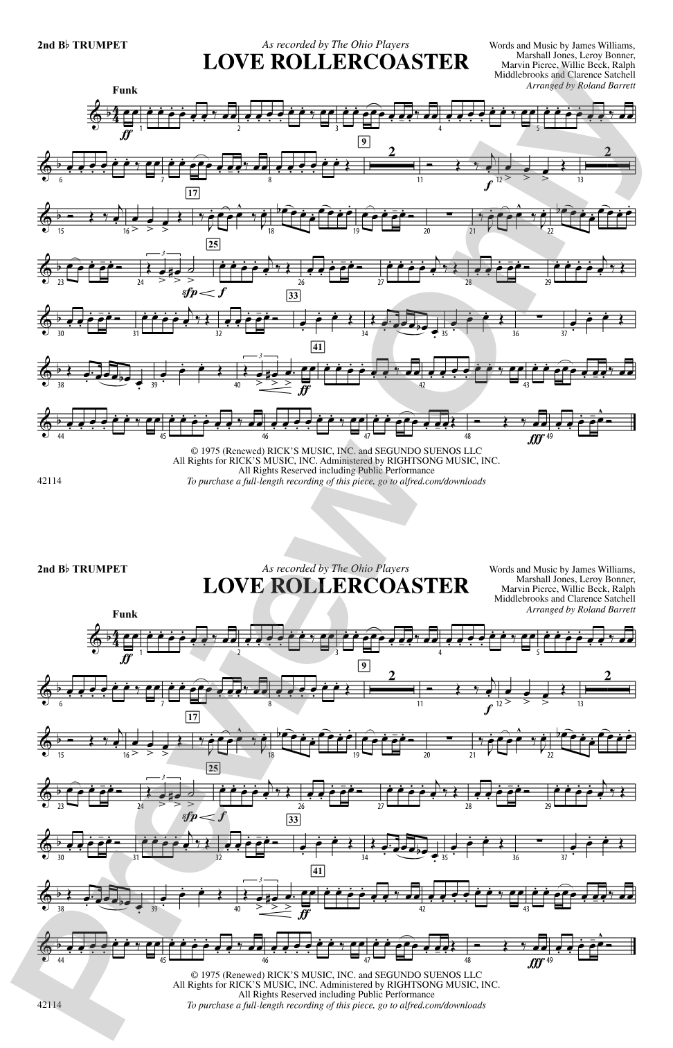 Love Rollercoaster: 2nd B-flat Trumpet