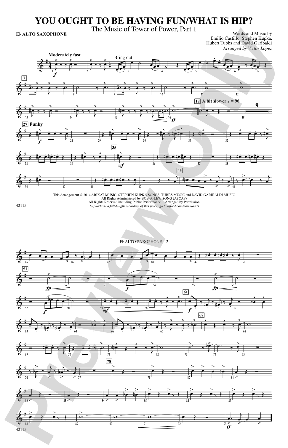 You Ought to Be Having Fun / What Is Hip?: E-flat Alto Saxophone