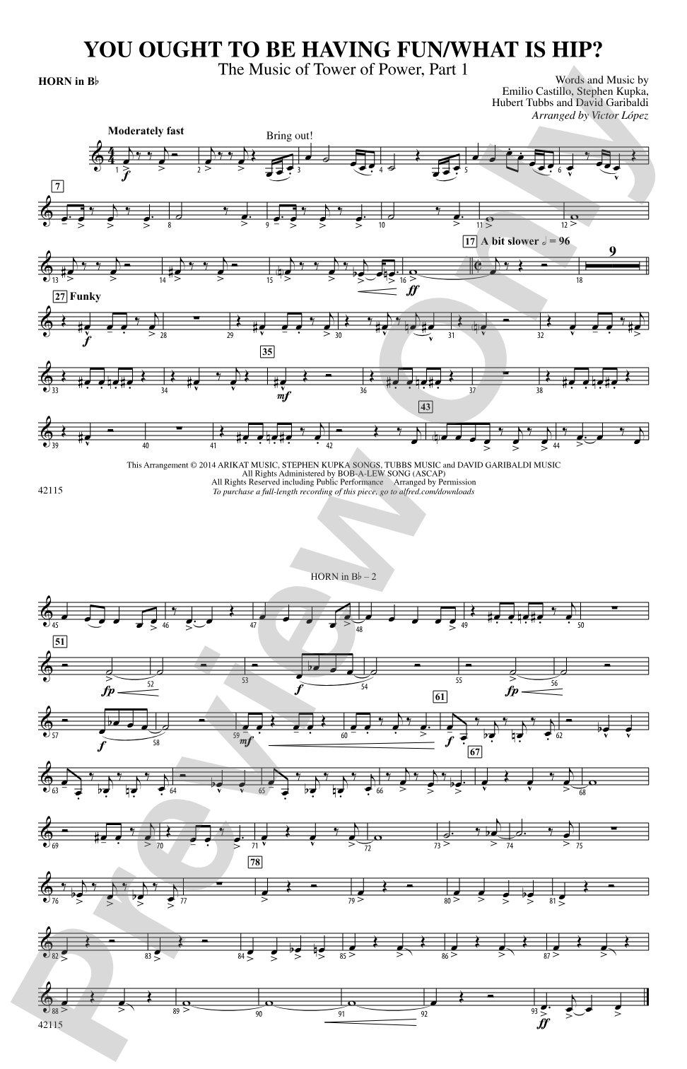 You Ought to Be Having Fun / What Is Hip?: Horn in B flat