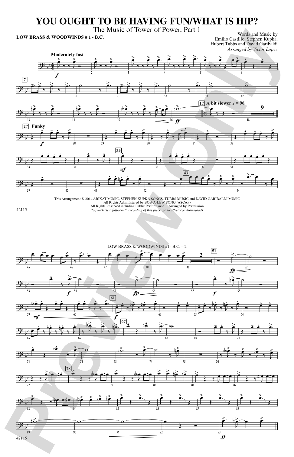 You Ought to Be Having Fun / What Is Hip?: Low Brass & Woodwinds #1 - Bass Clef