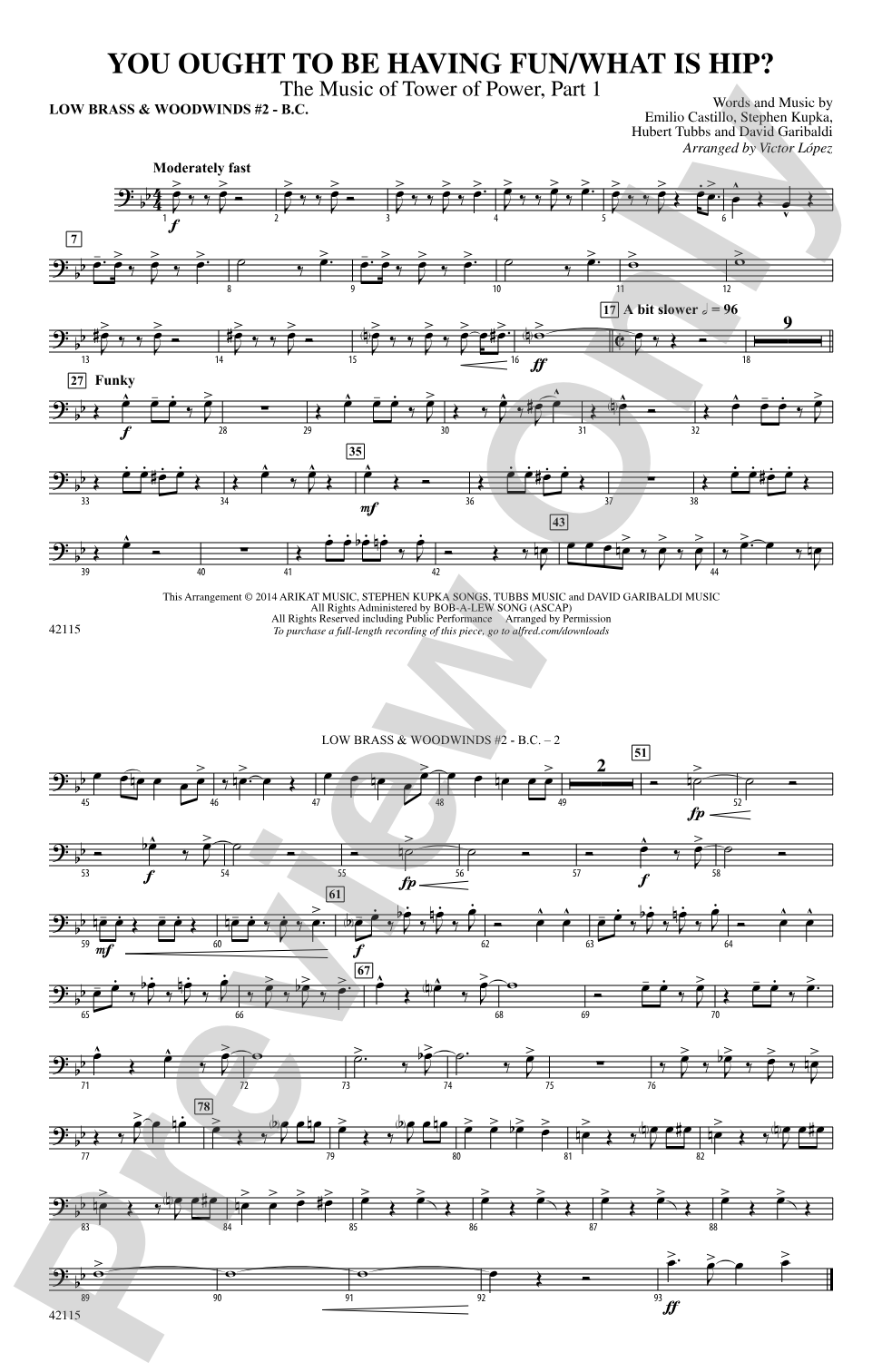 You Ought to Be Having Fun / What Is Hip?: Low Brass & Woodwinds #2 - Bass Clef