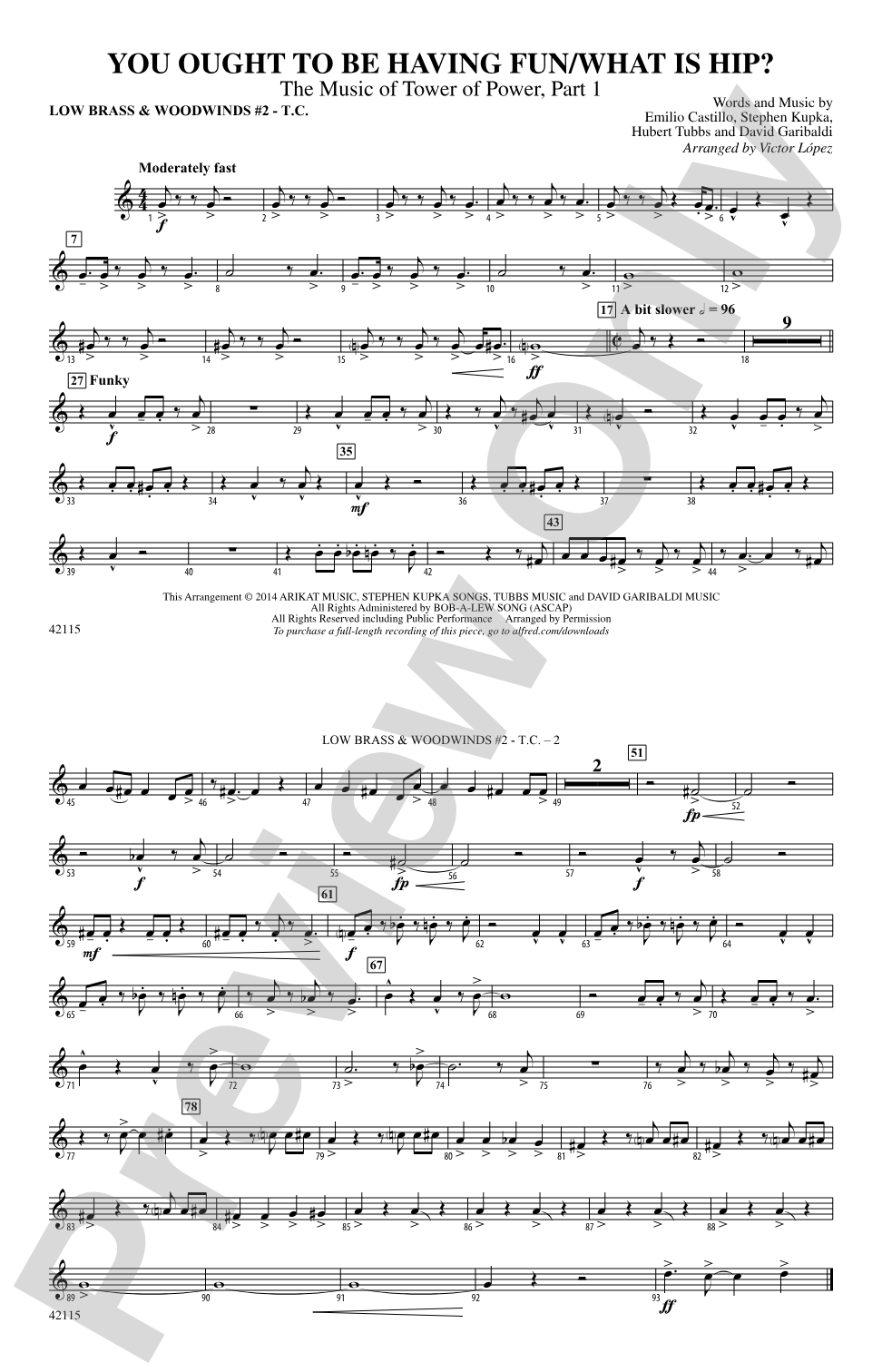 You Ought to Be Having Fun / What Is Hip?: Low Brass & Woodwinds #2 - Treble Clef