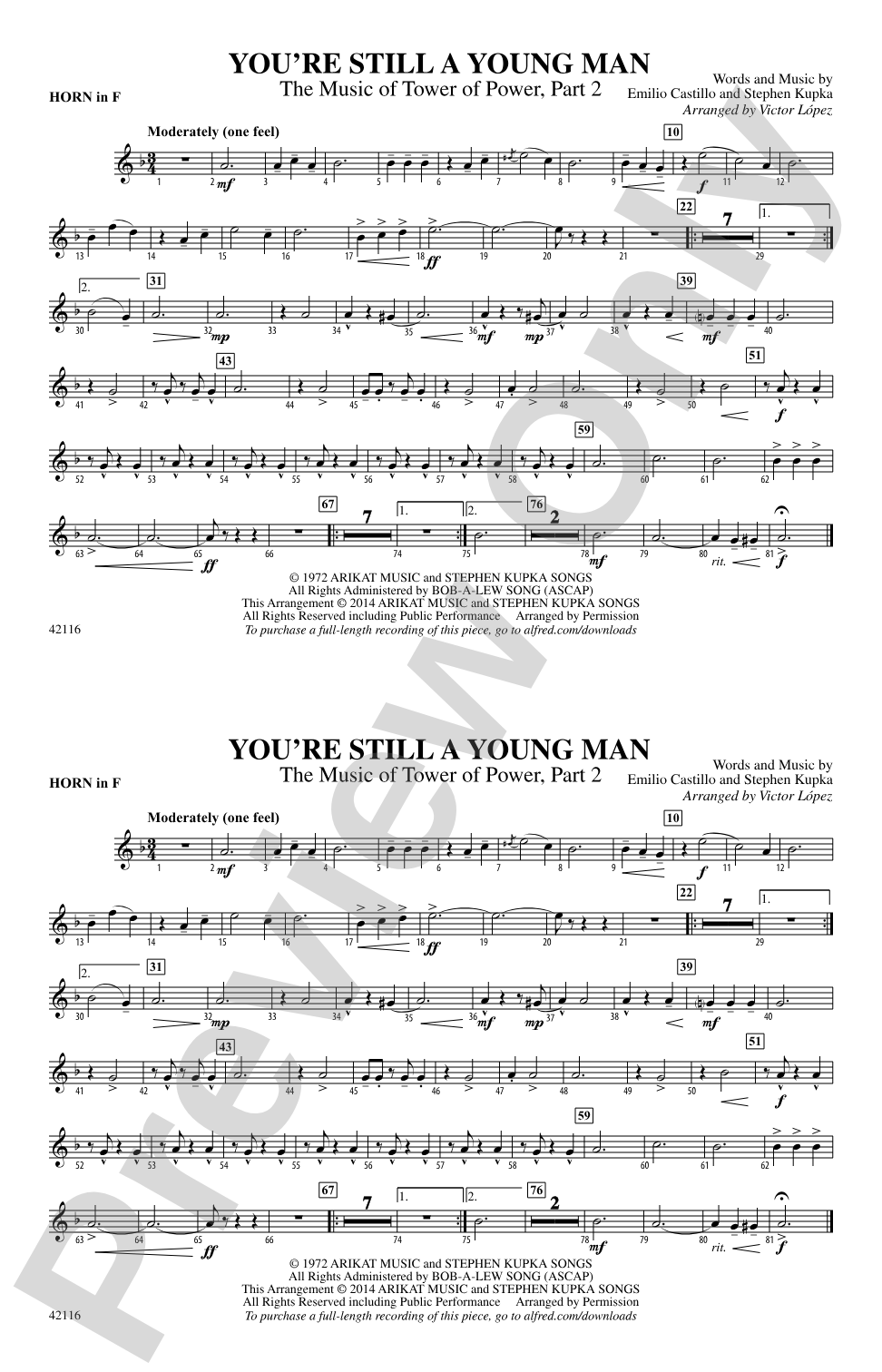 You're Still a Young Man: 1st F Horn