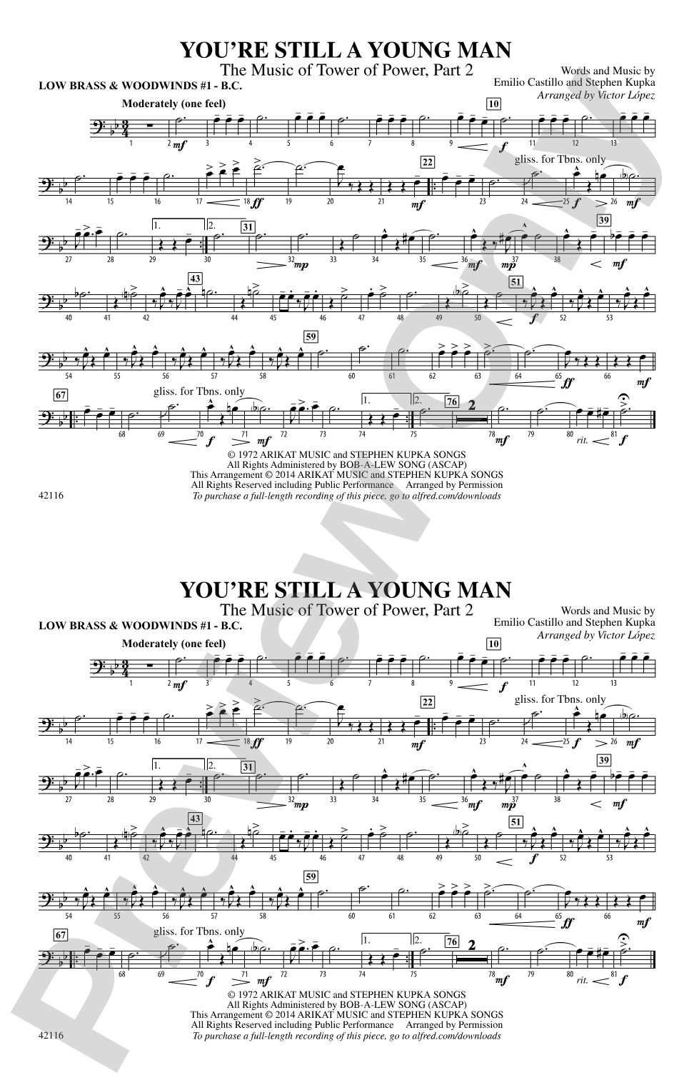 You're Still a Young Man: Low Brass & Woodwinds #1 - Bass Clef