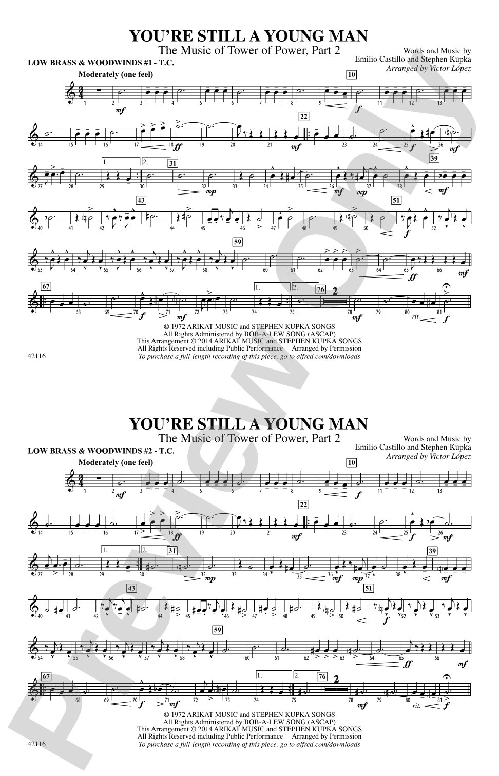 You're Still a Young Man: Low Brass & Woodwinds #1 - Treble Clef