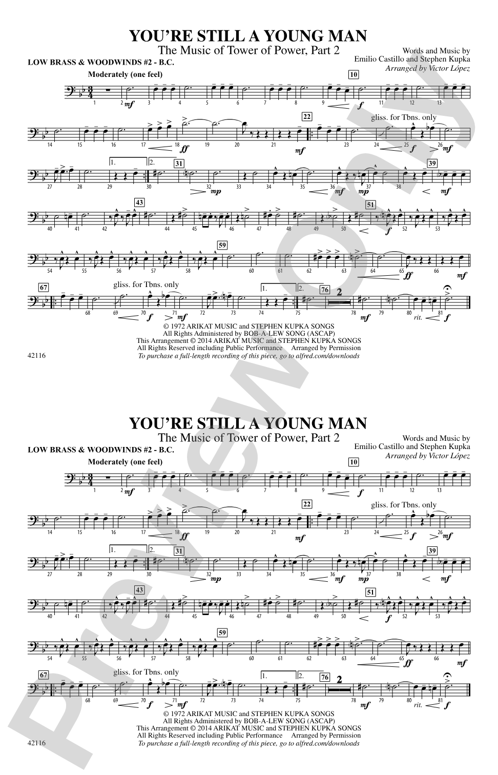 You're Still a Young Man: Low Brass & Woodwinds #2 - Bass Clef