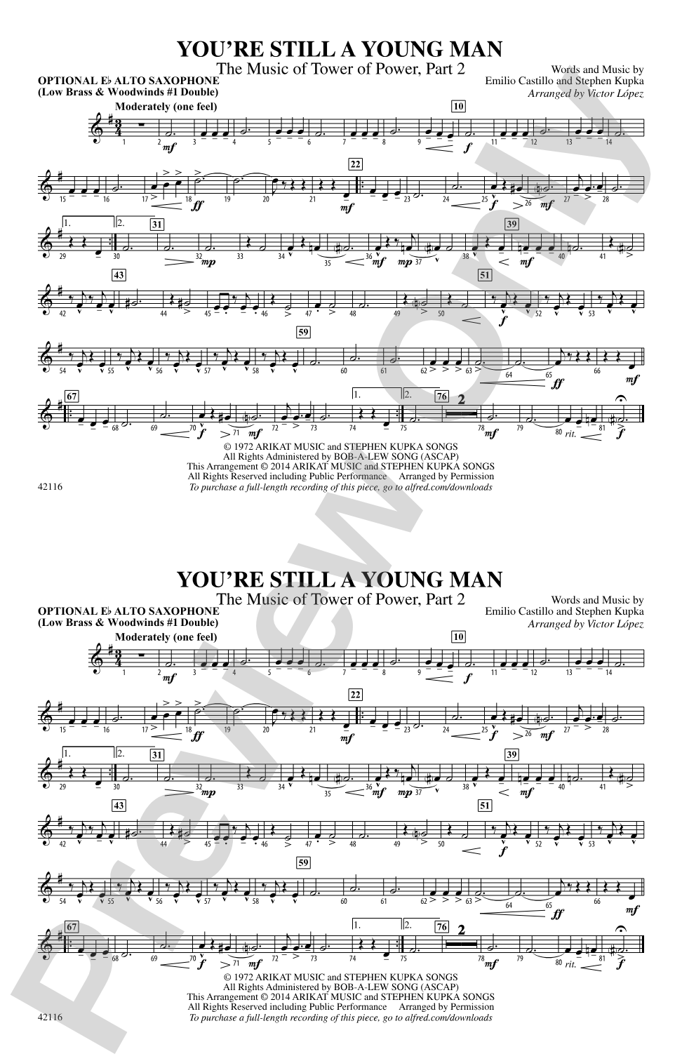 You're Still a Young Man: Optional Alto Sax