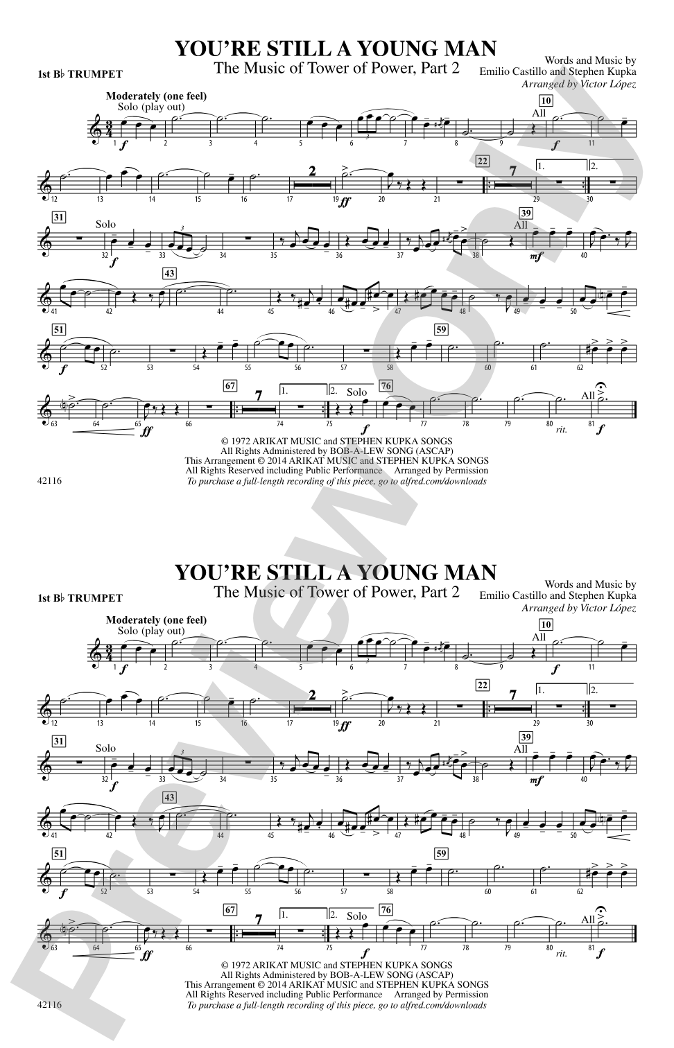 You're Still a Young Man: 1st B-flat Trumpet