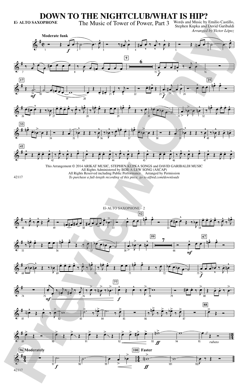 Down to the Nightclub / What Is Hip?: E-flat Alto Saxophone
