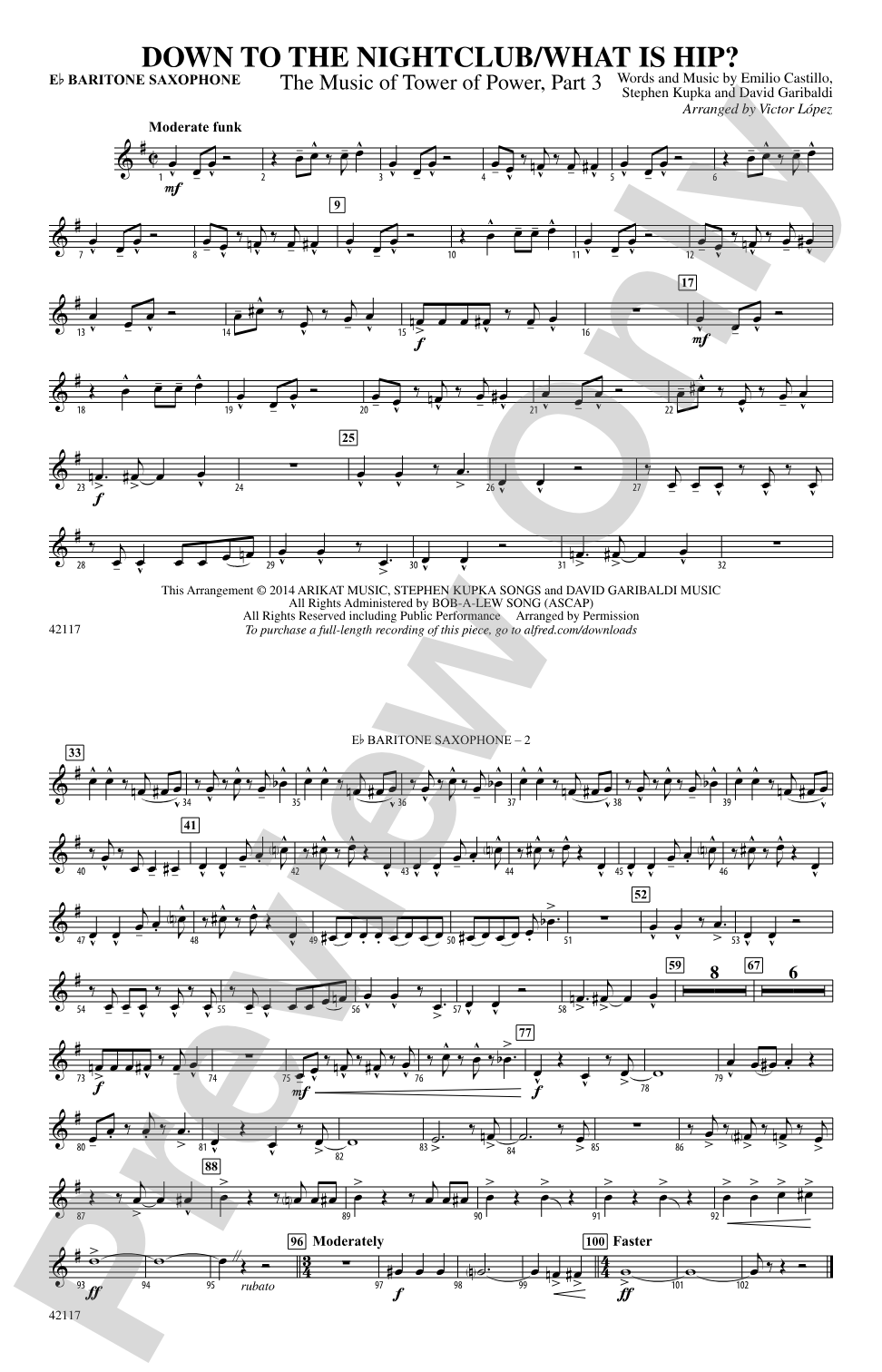 Down to the Nightclub / What Is Hip?: E-flat Baritone Saxophone