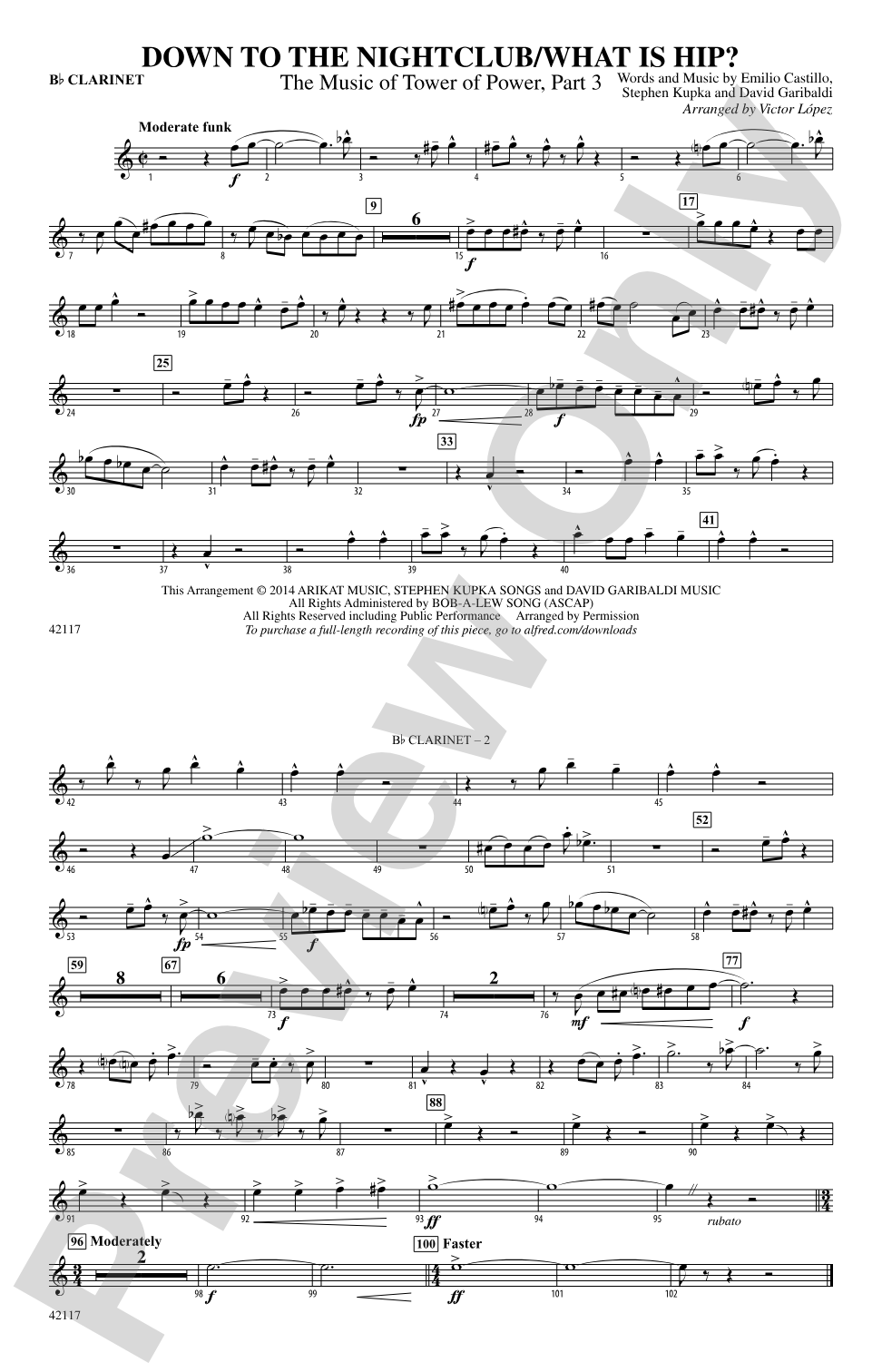 Down to the Nightclub / What Is Hip?: 1st B-flat Clarinet