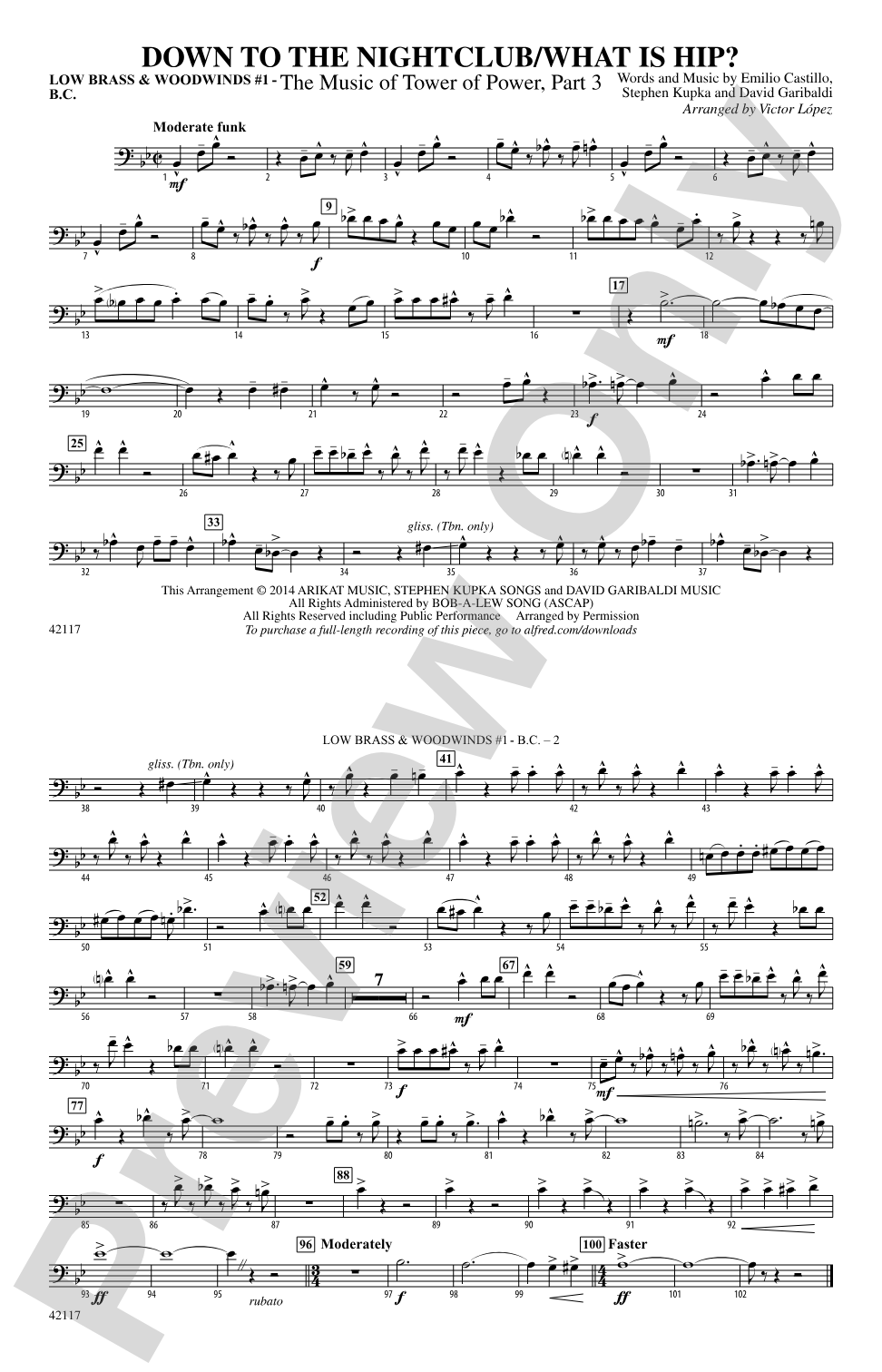 Down to the Nightclub / What Is Hip?: Low Brass & Woodwinds #1 - Bass Clef