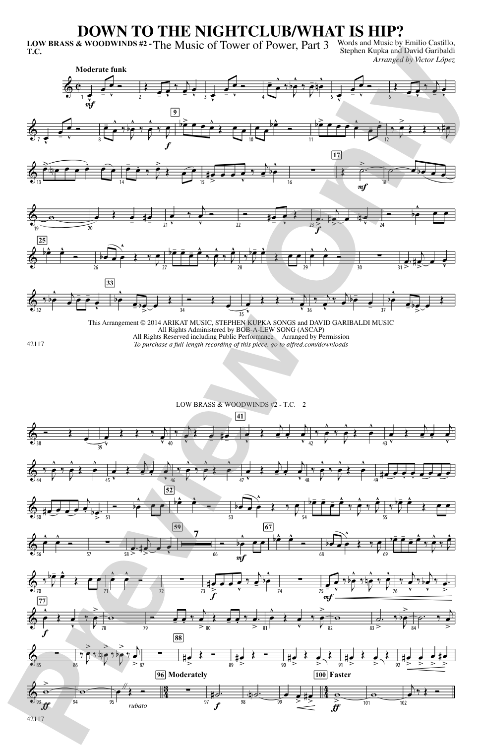 Down to the Nightclub / What Is Hip?: Low Brass & Woodwinds #2 - Treble Clef