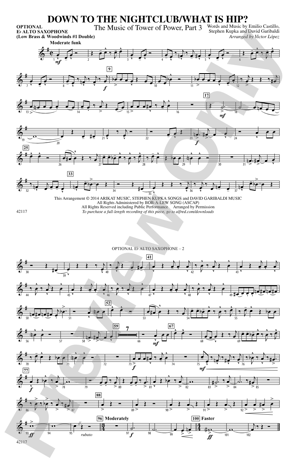 Down to the Nightclub / What Is Hip?: Optional Alto Sax