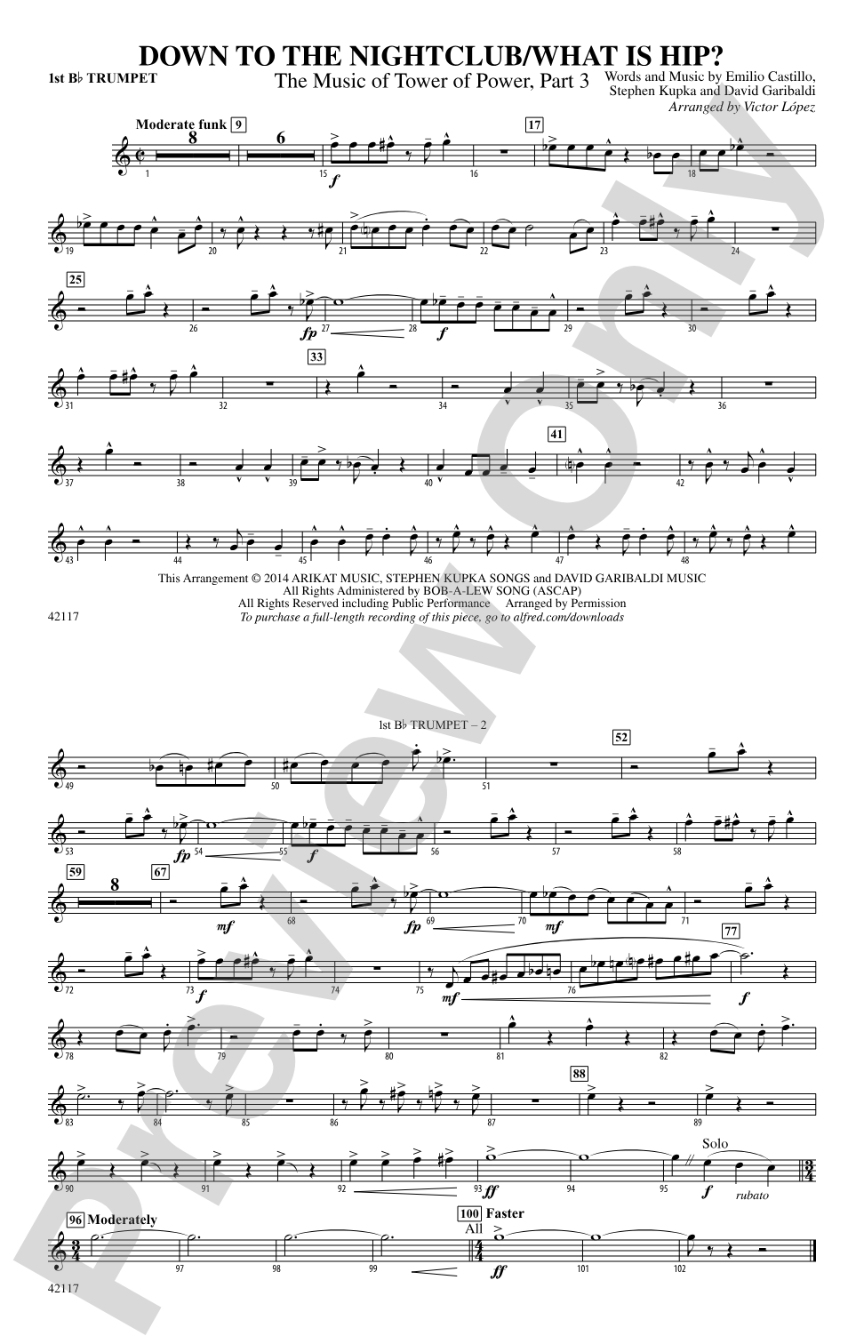 Down to the Nightclub / What Is Hip?: 1st B-flat Trumpet