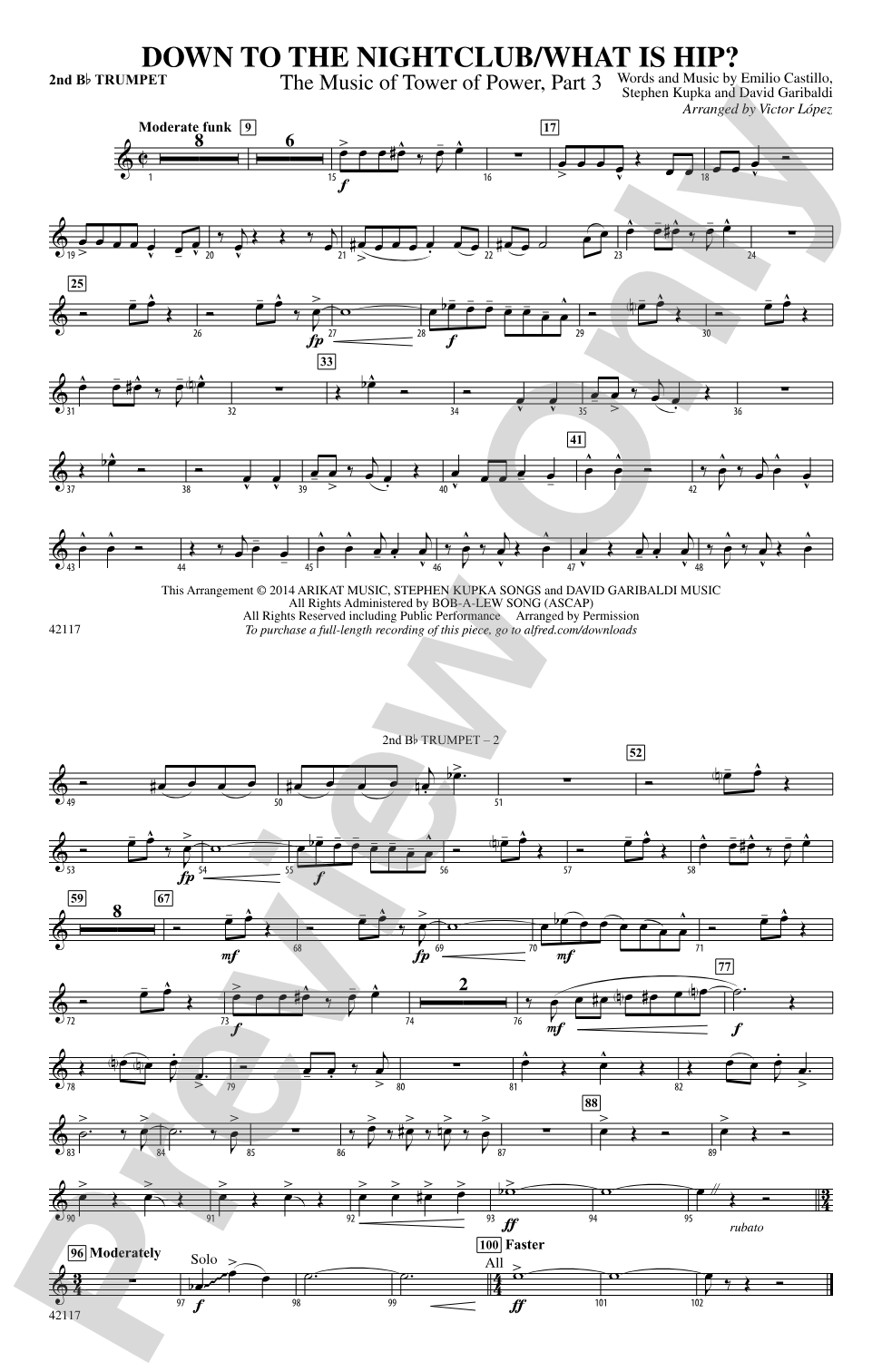 Down to the Nightclub / What Is Hip?: 2nd B-flat Trumpet
