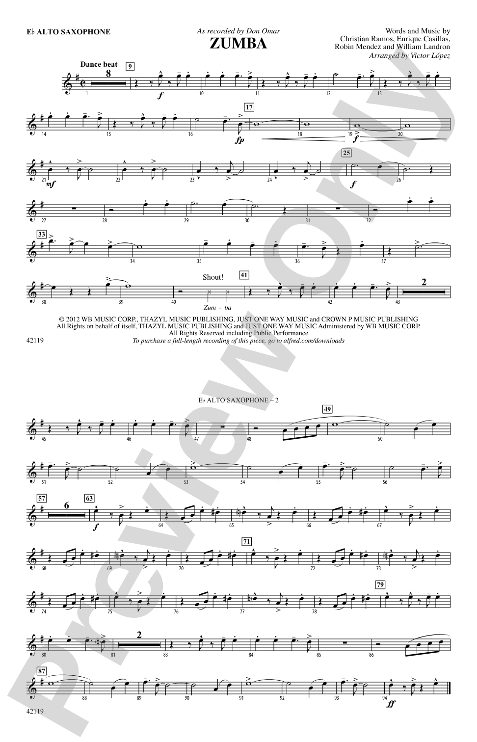 Zumba: E-flat Alto Saxophone