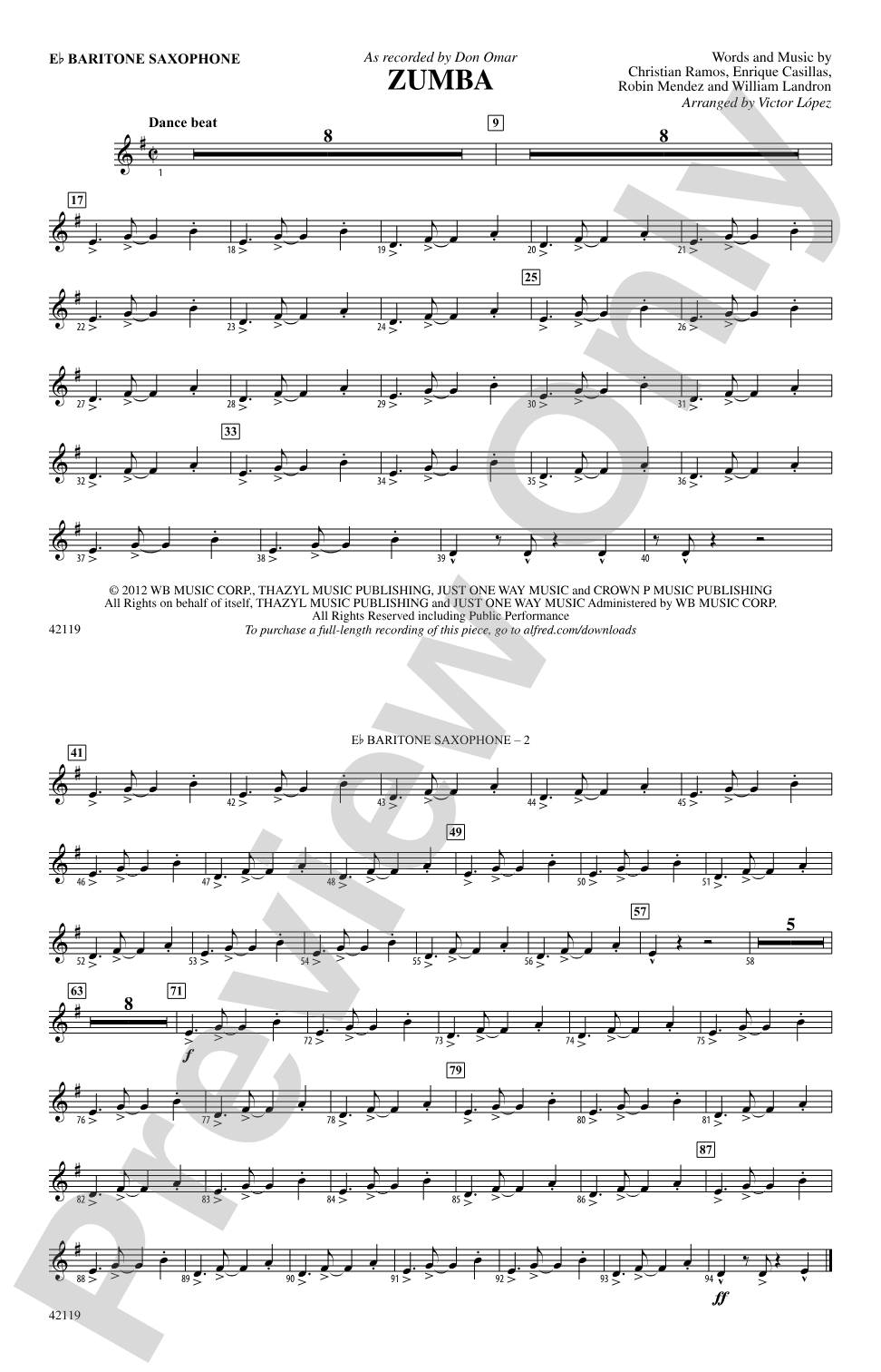 Zumba: E-flat Baritone Saxophone