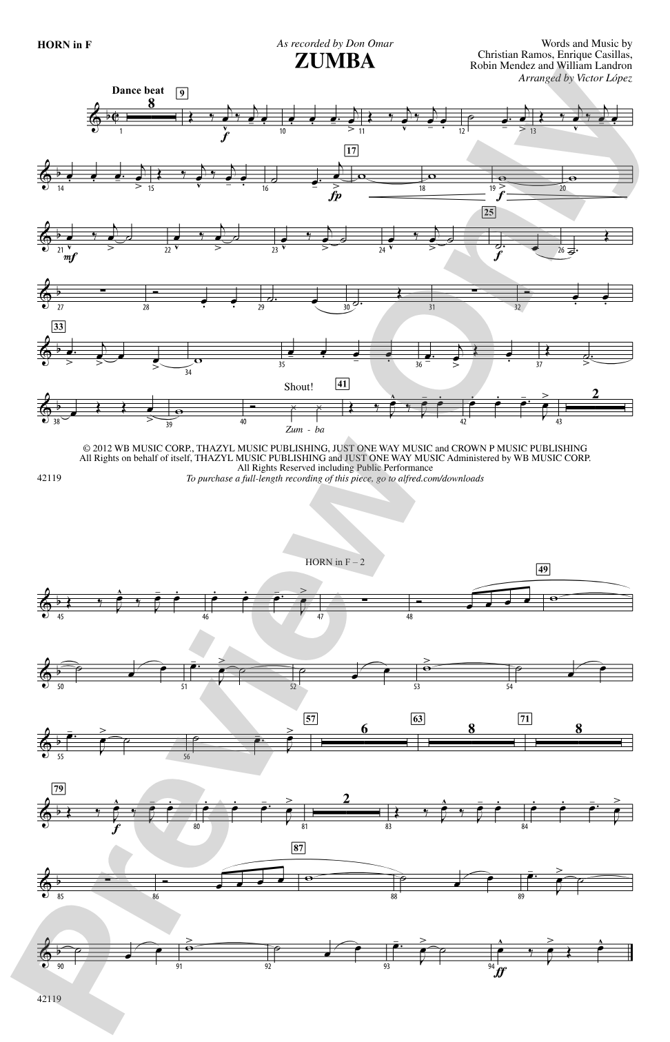 Zumba: 1st F Horn
