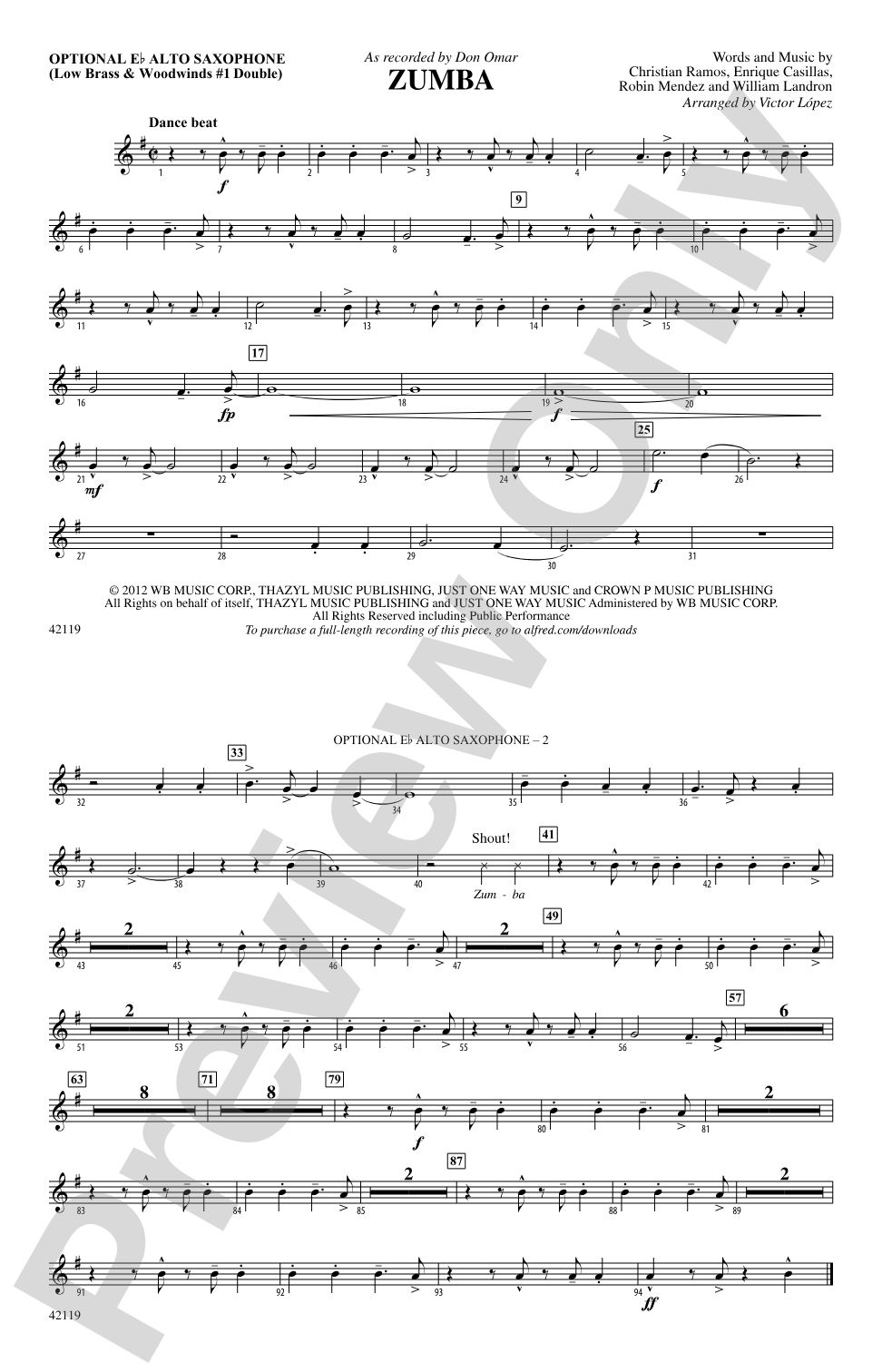 Zumba: Optional Alto Sax