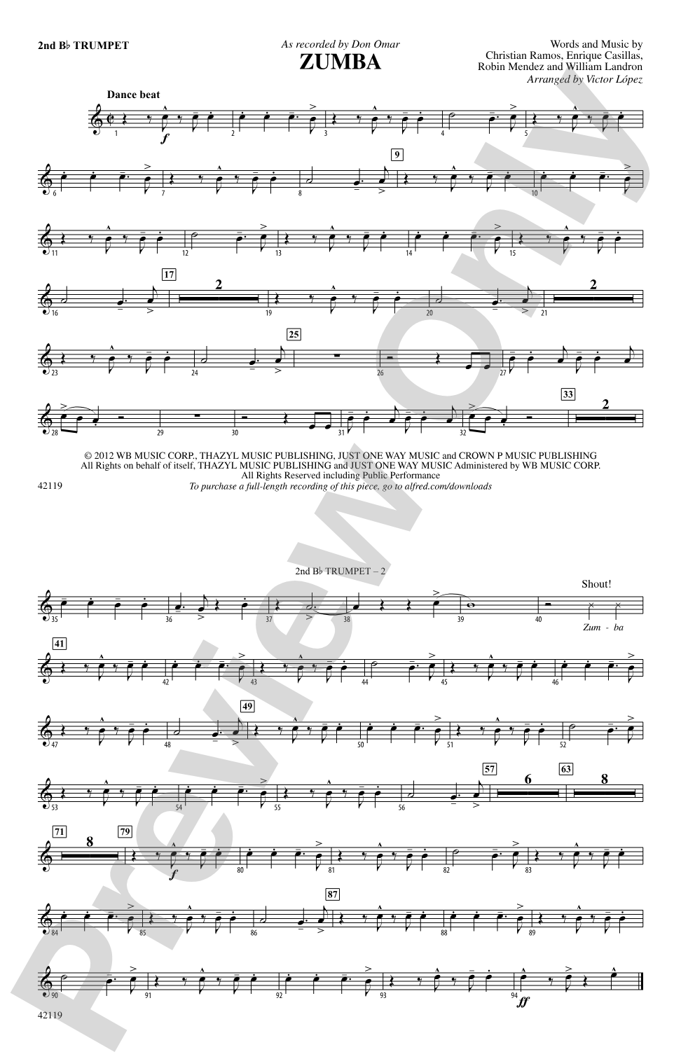 Zumba: 2nd B-flat Trumpet