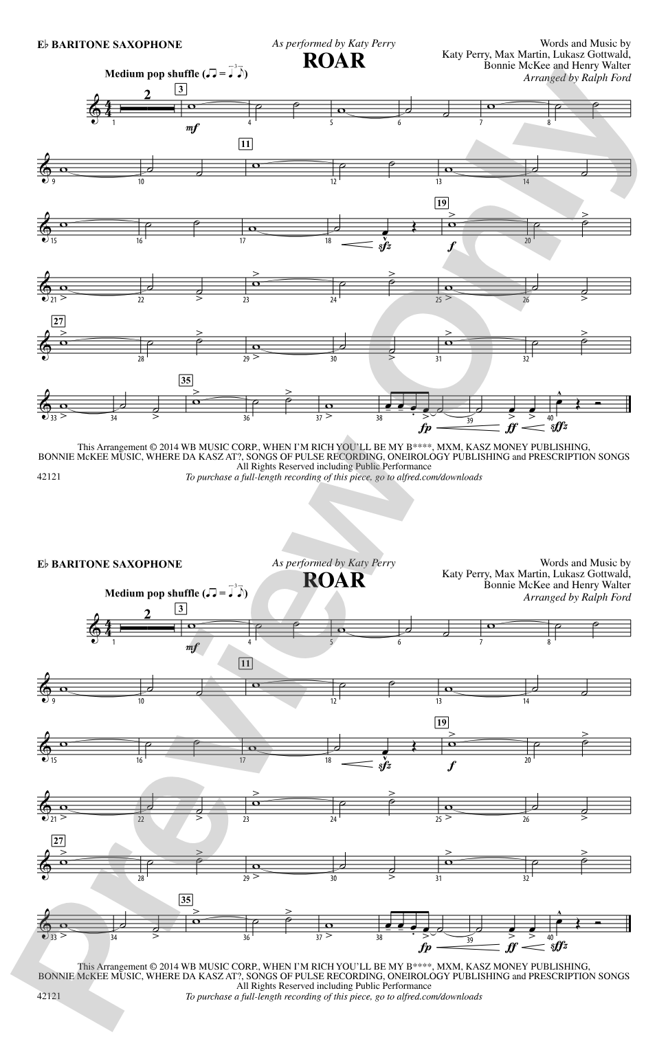 Roar: E-flat Baritone Saxophone