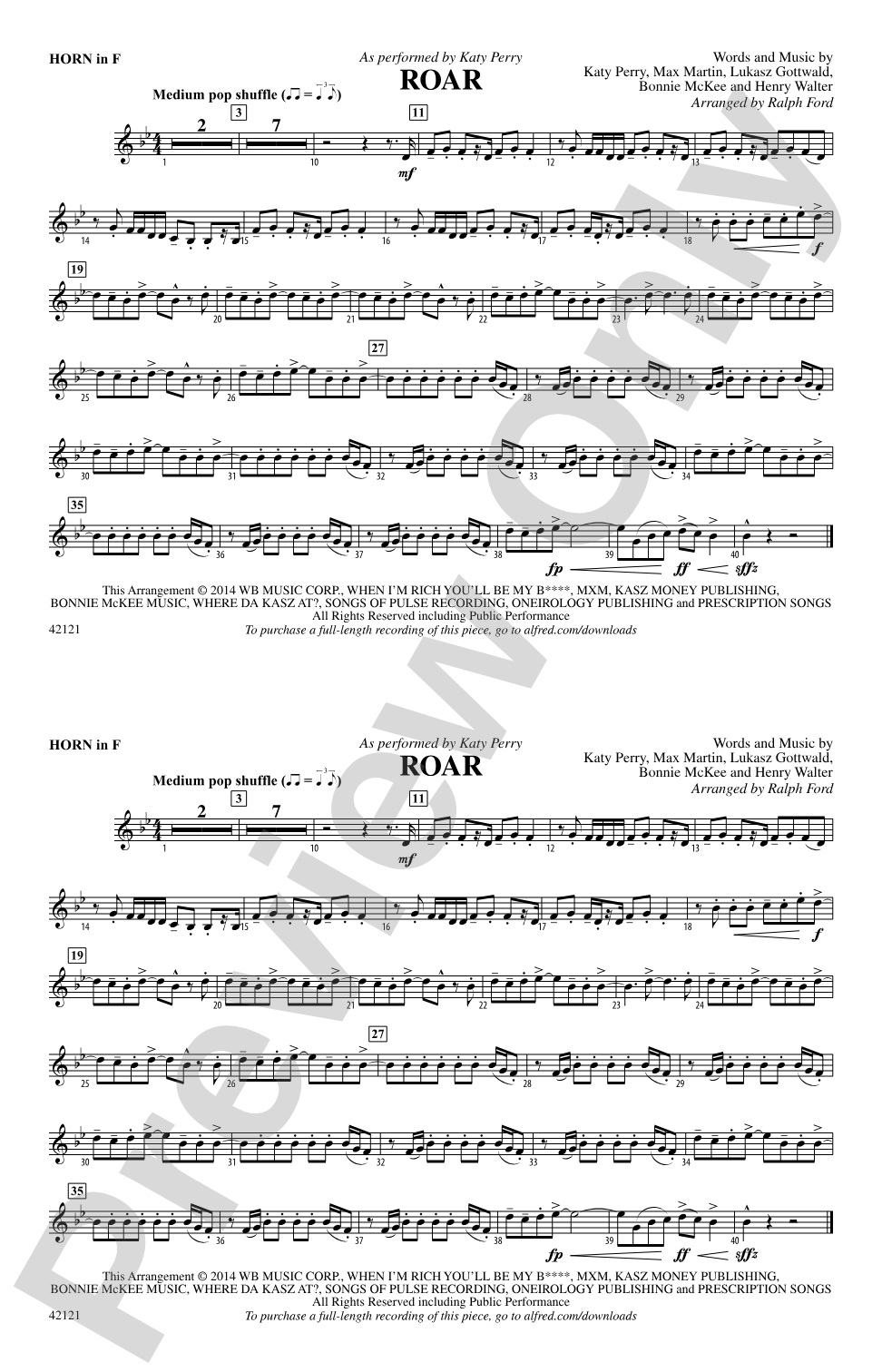 Roar: 1st F Horn