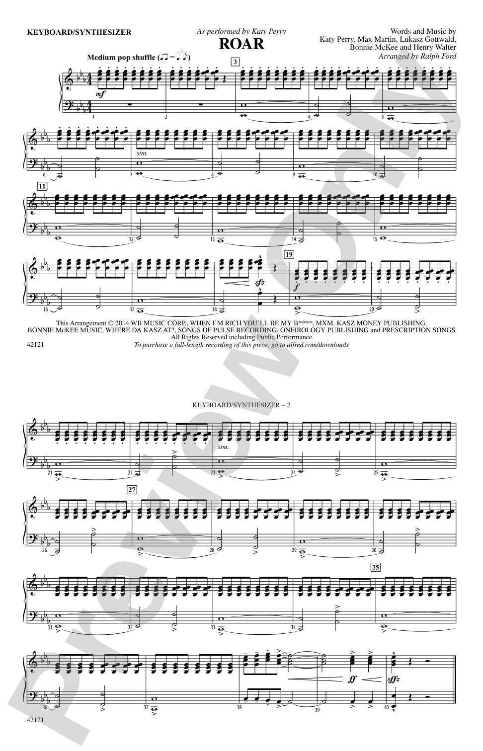 Roar: Piano Accompaniment