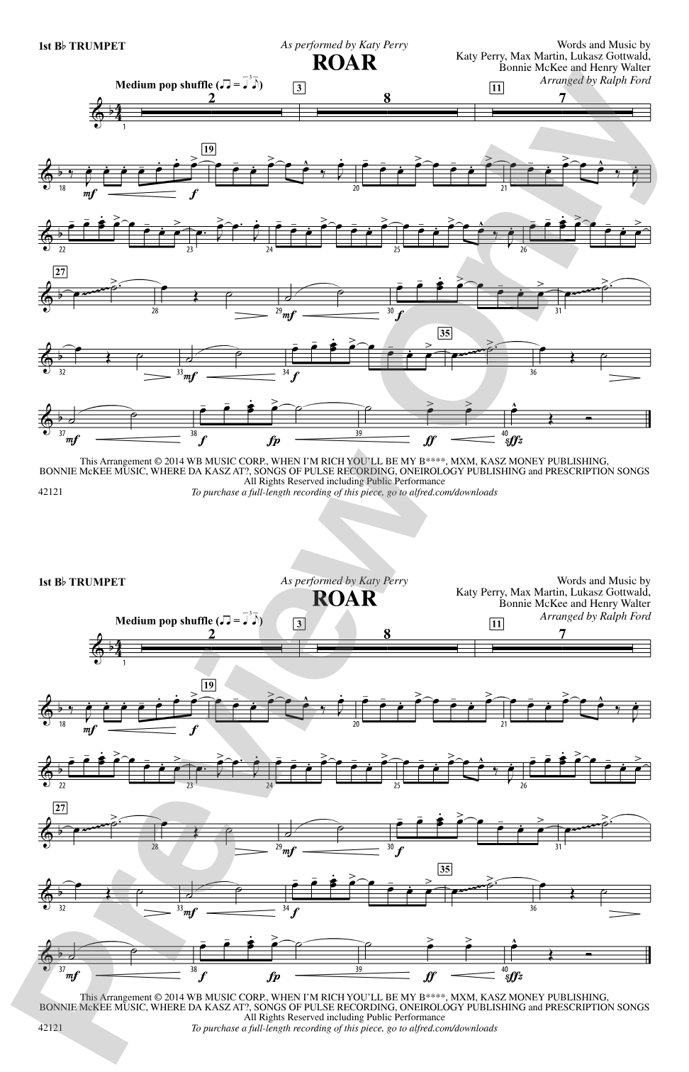 Roar: 1st B-flat Trumpet
