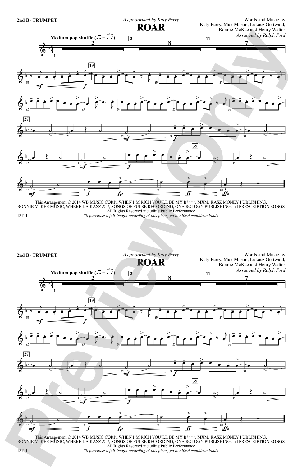 Roar: 2nd B-flat Trumpet