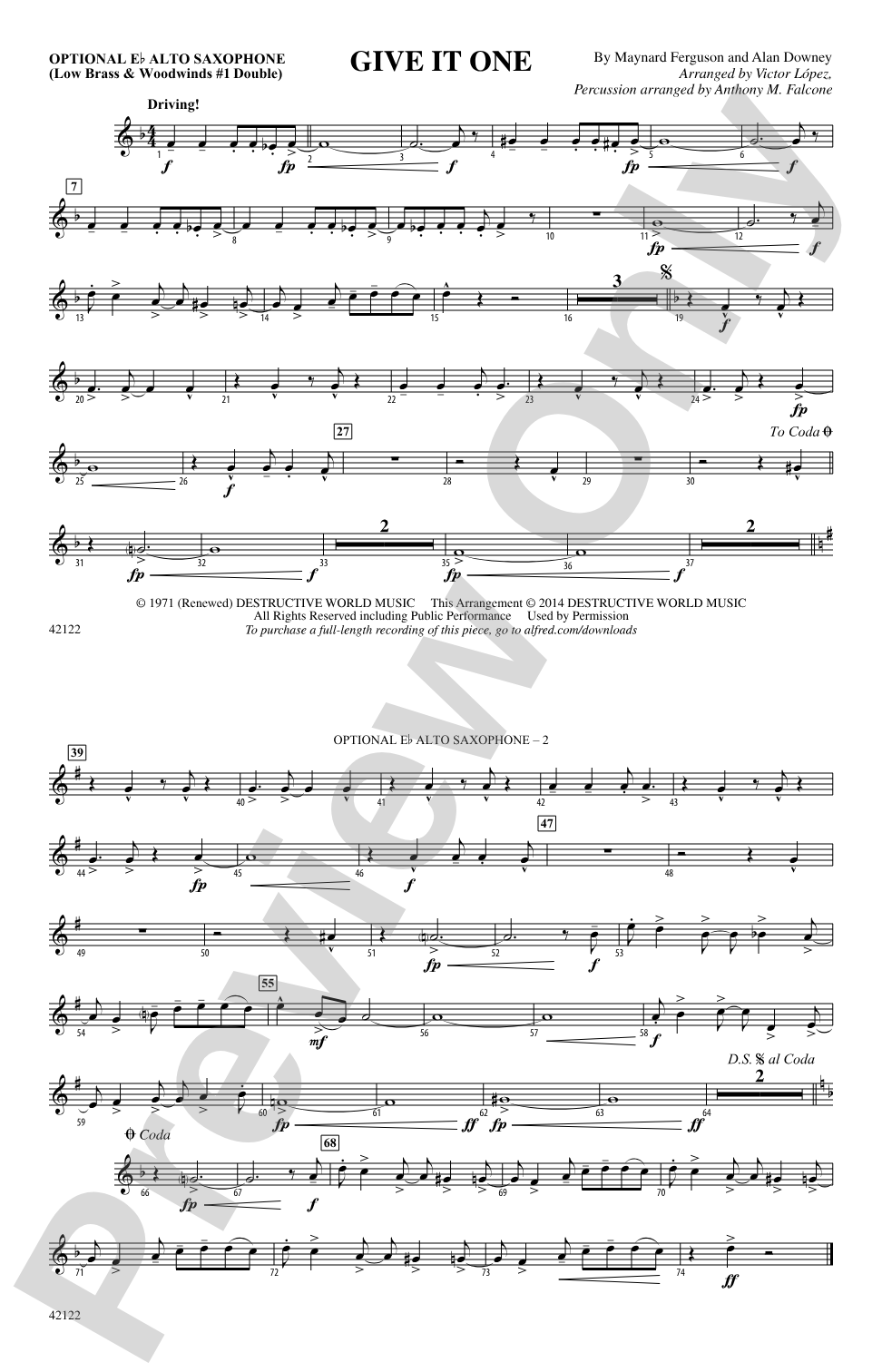 Give It One: Optional Alto Sax