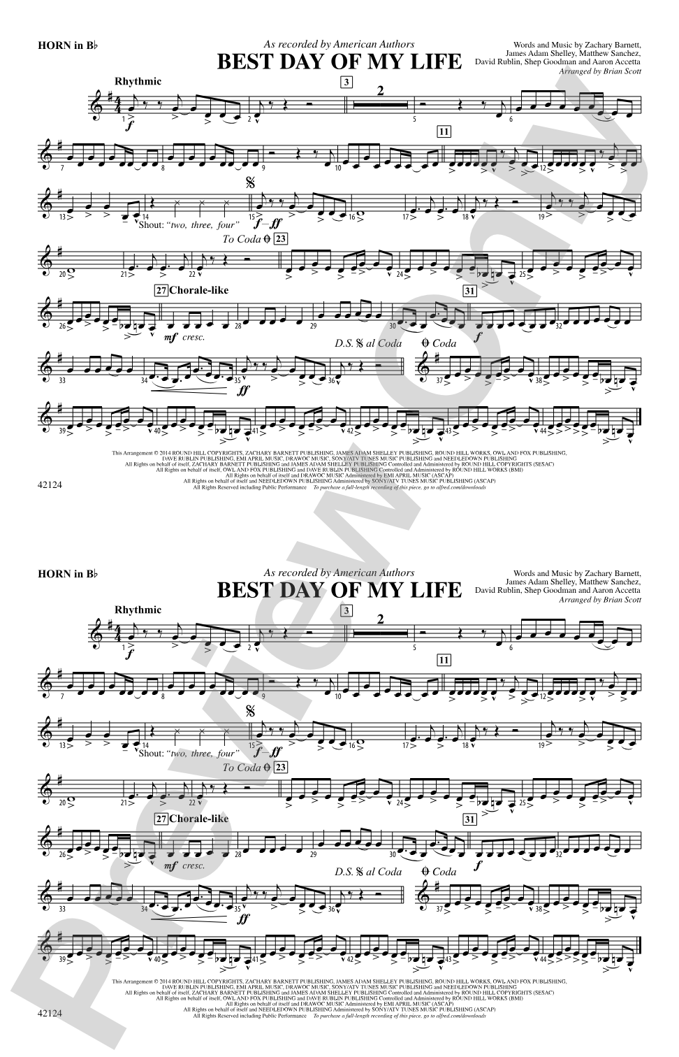 Best Day of My Life: Horn in B flat