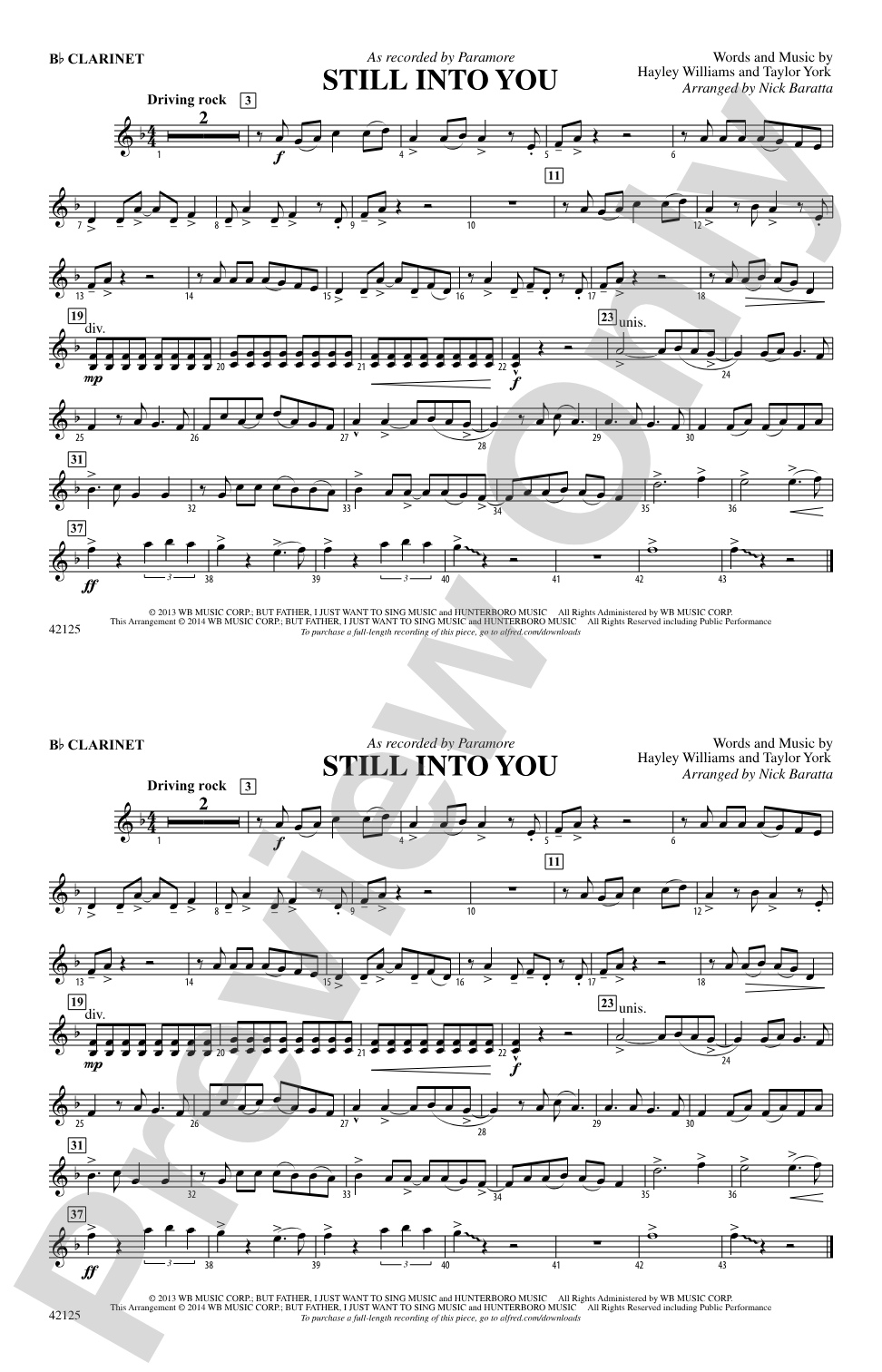 Still into You: 1st B-flat Clarinet