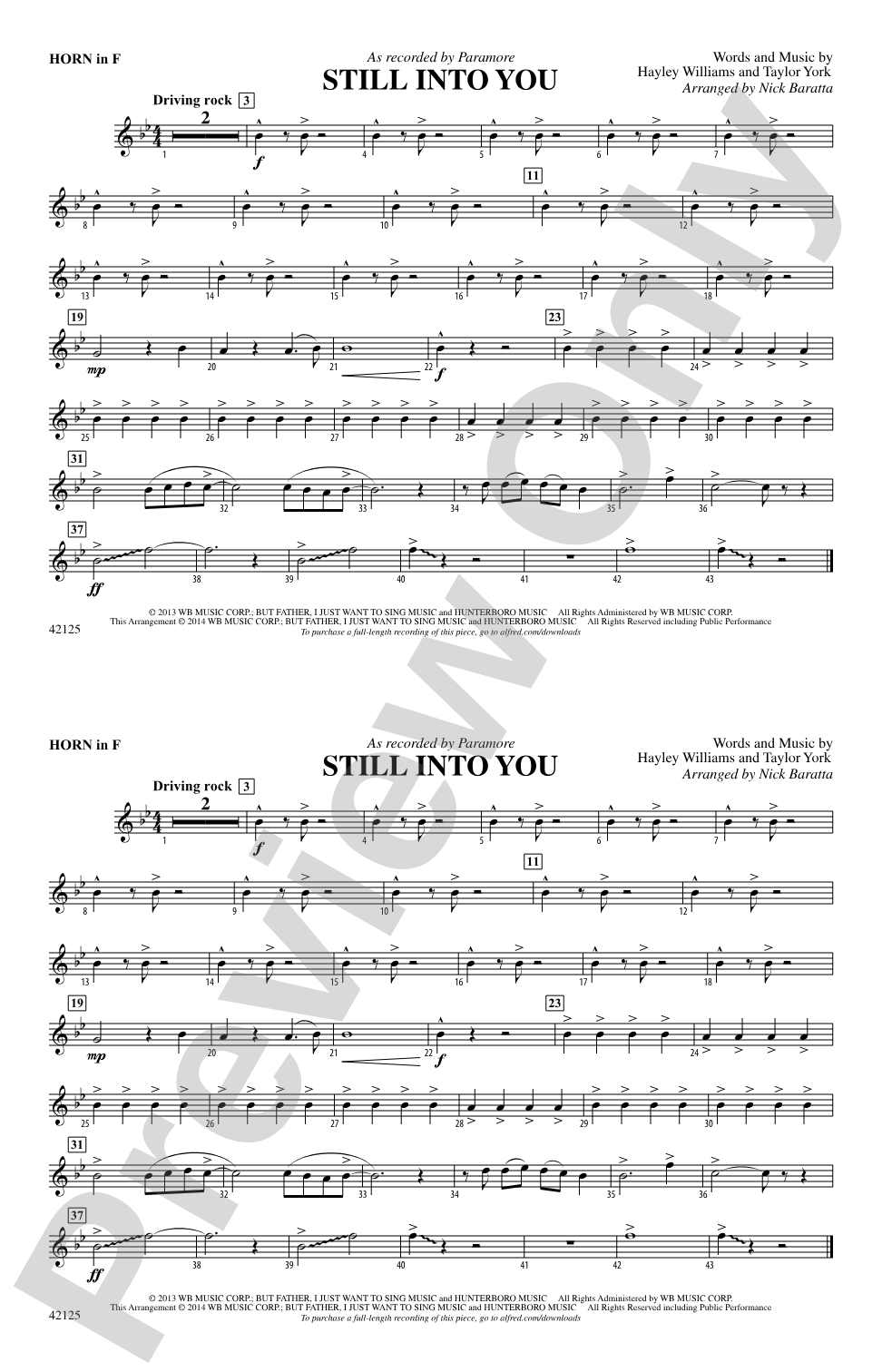 Still into You: 1st F Horn