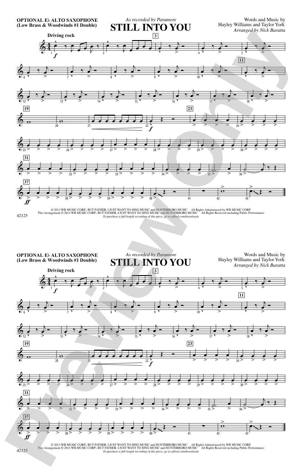 Still into You: Optional Alto Sax