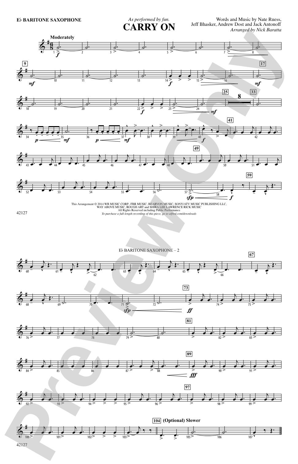 Carry On: E-flat Baritone Saxophone