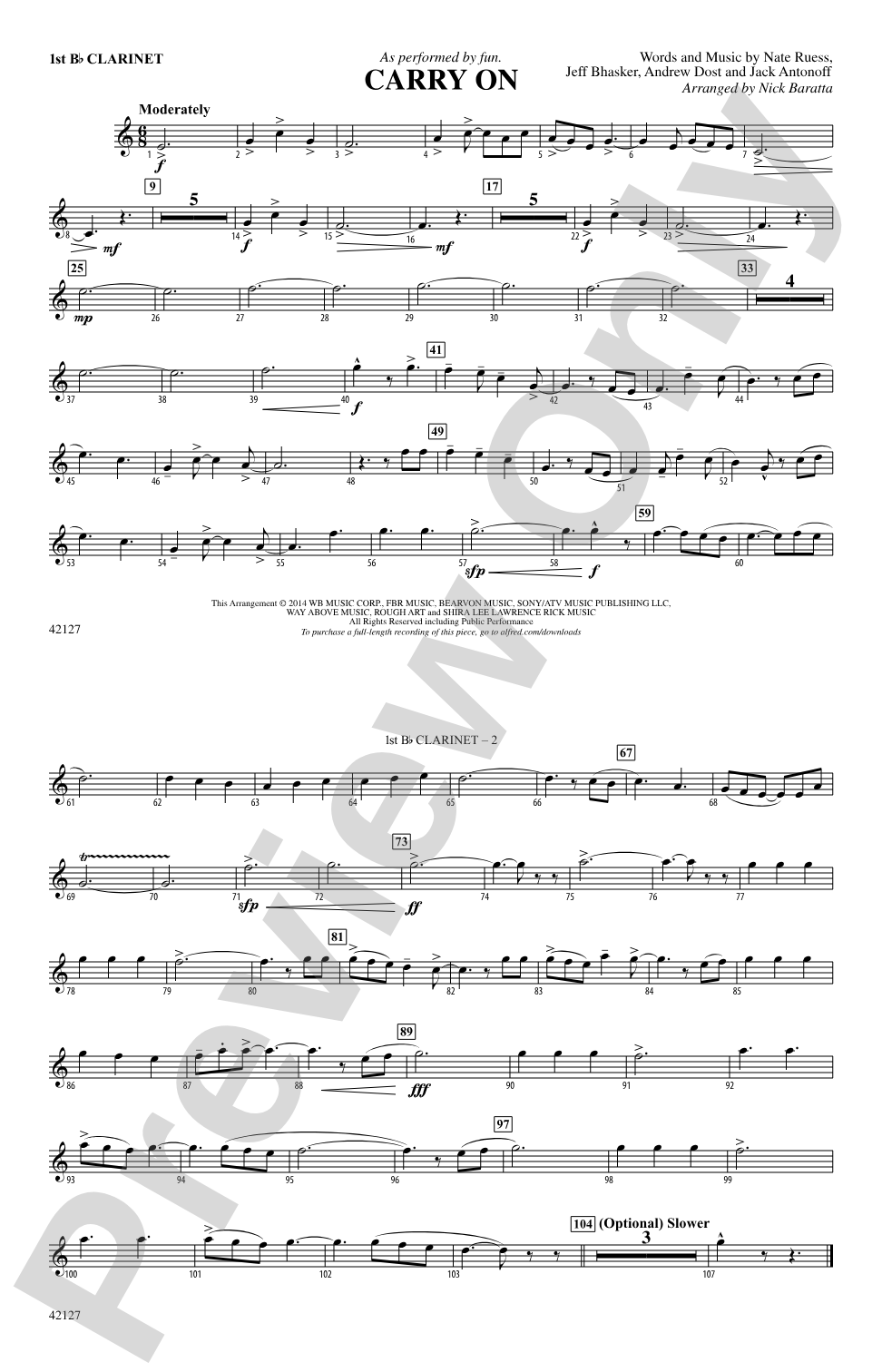 Carry On: 1st B-flat Clarinet