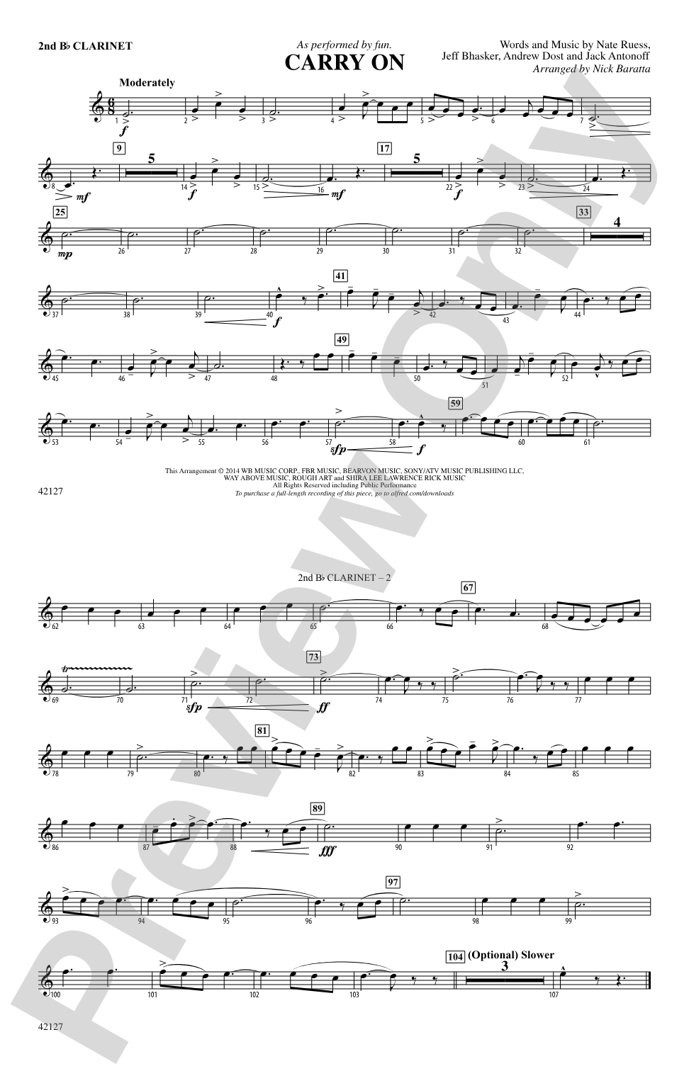 Carry On: 2nd B-flat Clarinet