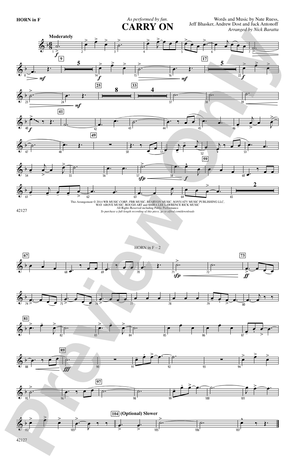 Carry On: 1st F Horn