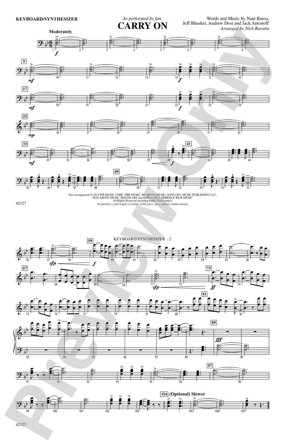 Carry On: Piano Accompaniment