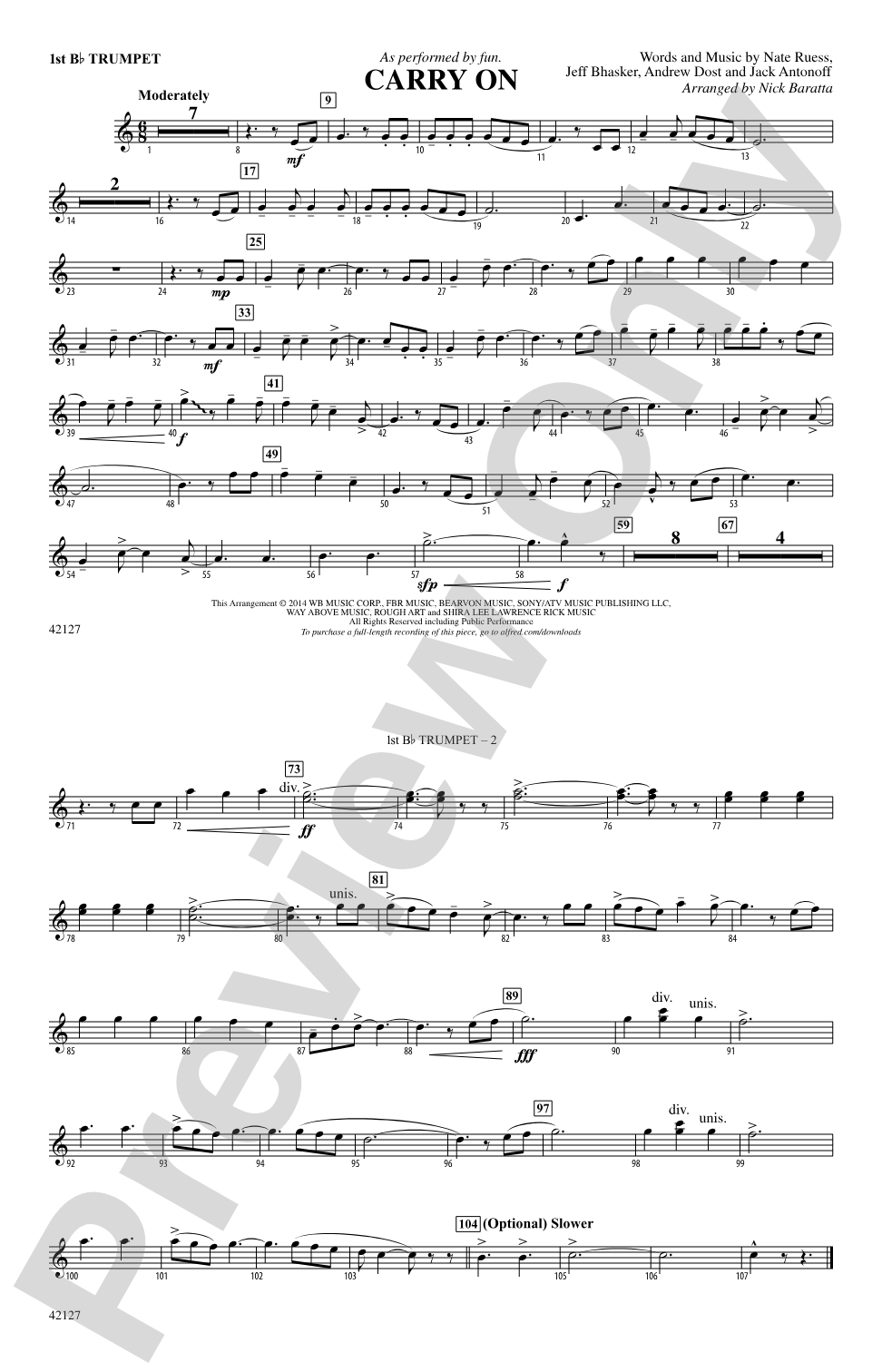 Carry On: 1st B-flat Trumpet
