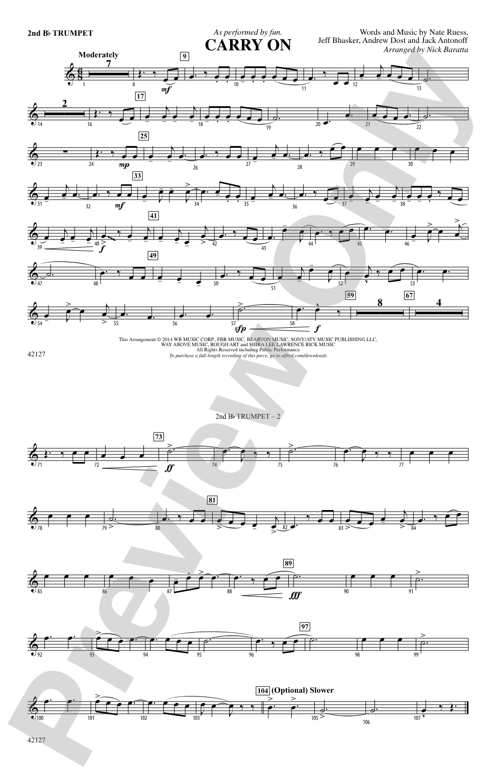 Carry On: 2nd B-flat Trumpet