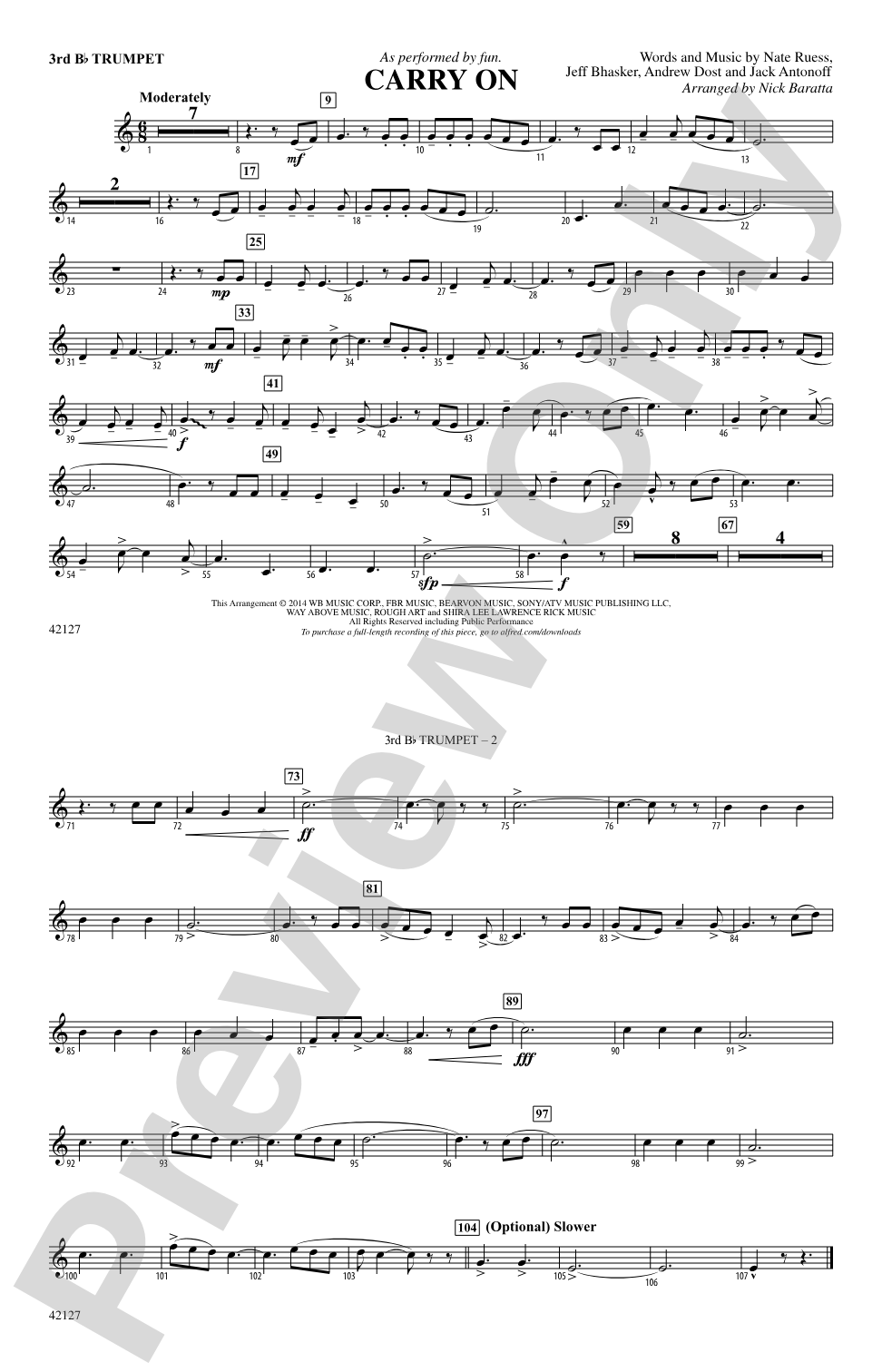 Carry On: 3rd B-flat Trumpet