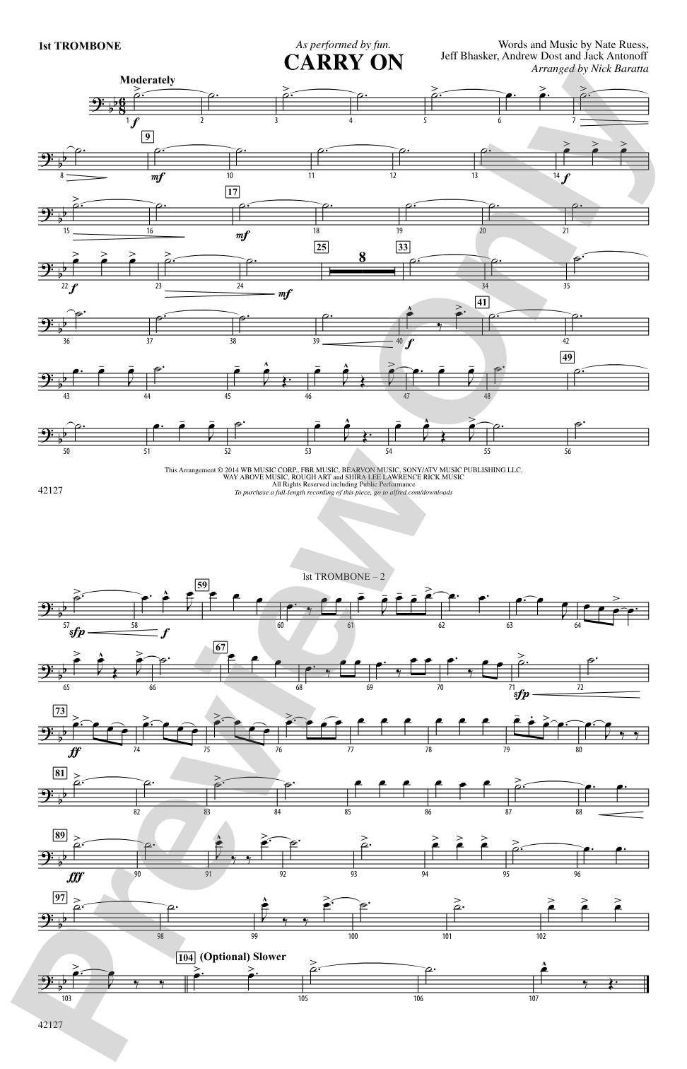 Carry On: 1st Trombone