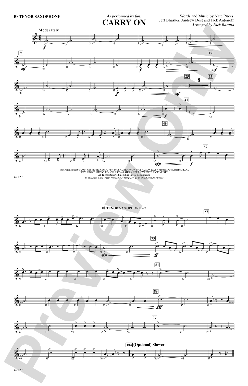 Carry On: B-flat Tenor Saxophone